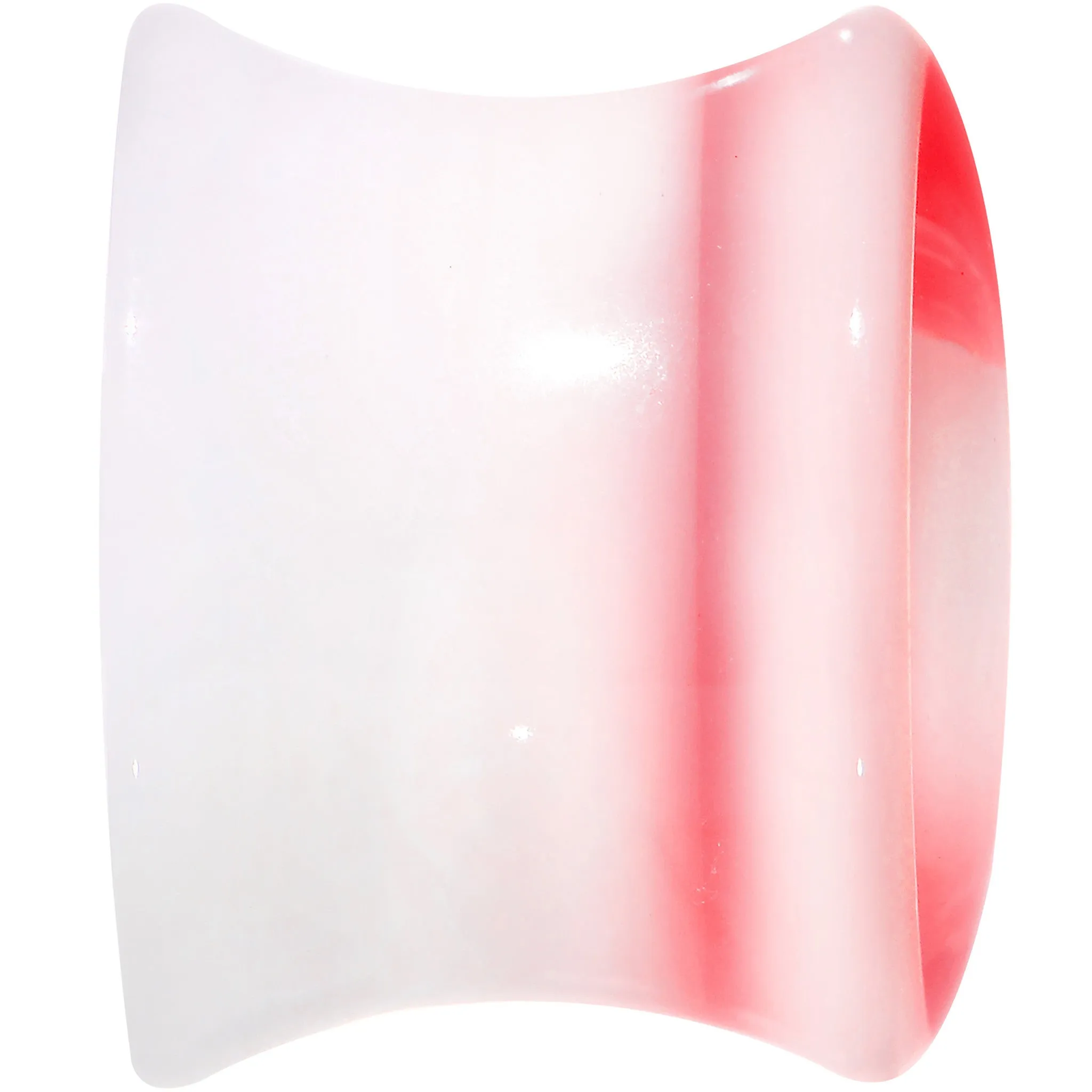 00 Gauge White Red Acrylic Adoring Heart Saddle Plug