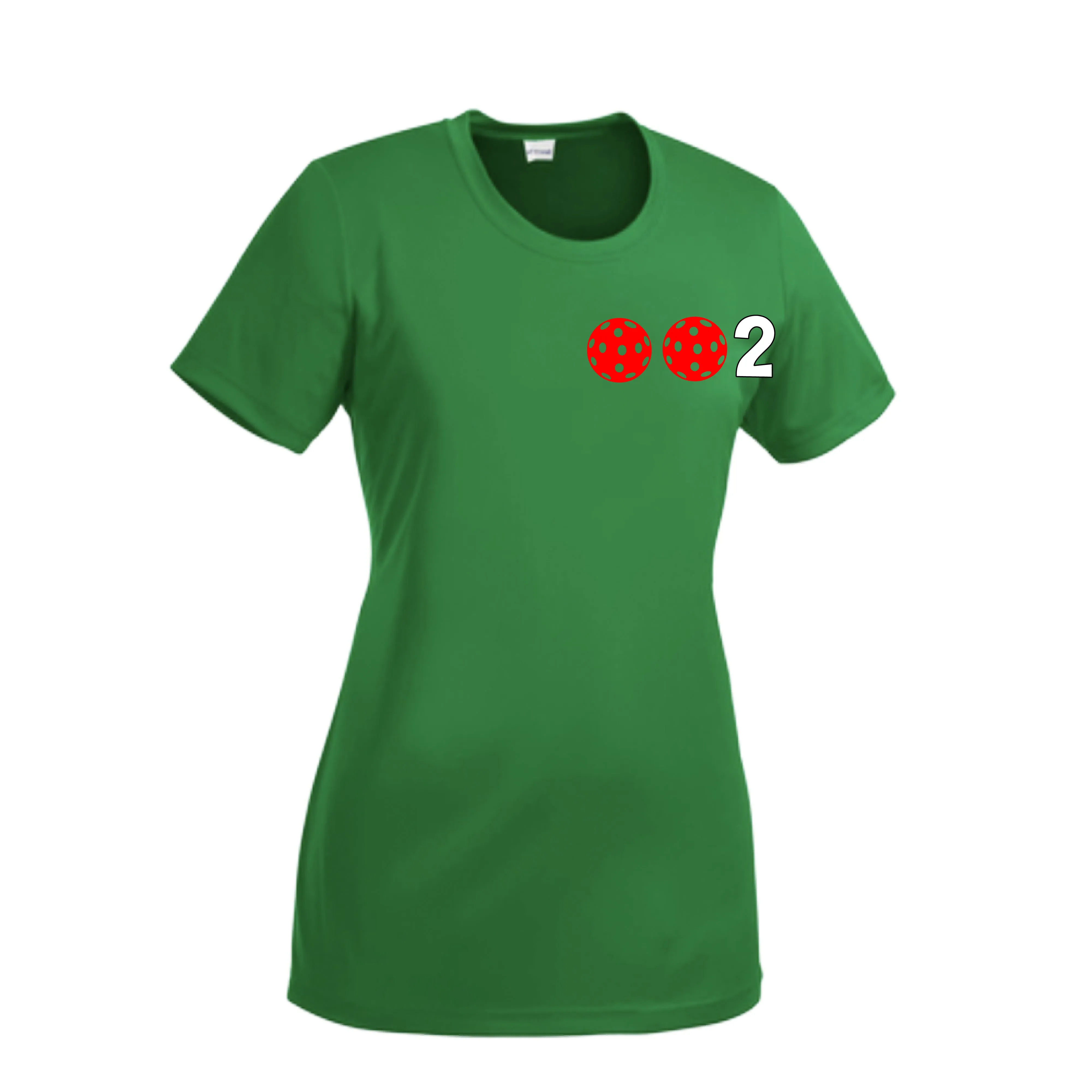 002 With Pickleballs (Green Orange Red) Customizable | Women’s Short Sleeve Crewneck Athletic Shirts | 100% Polyester