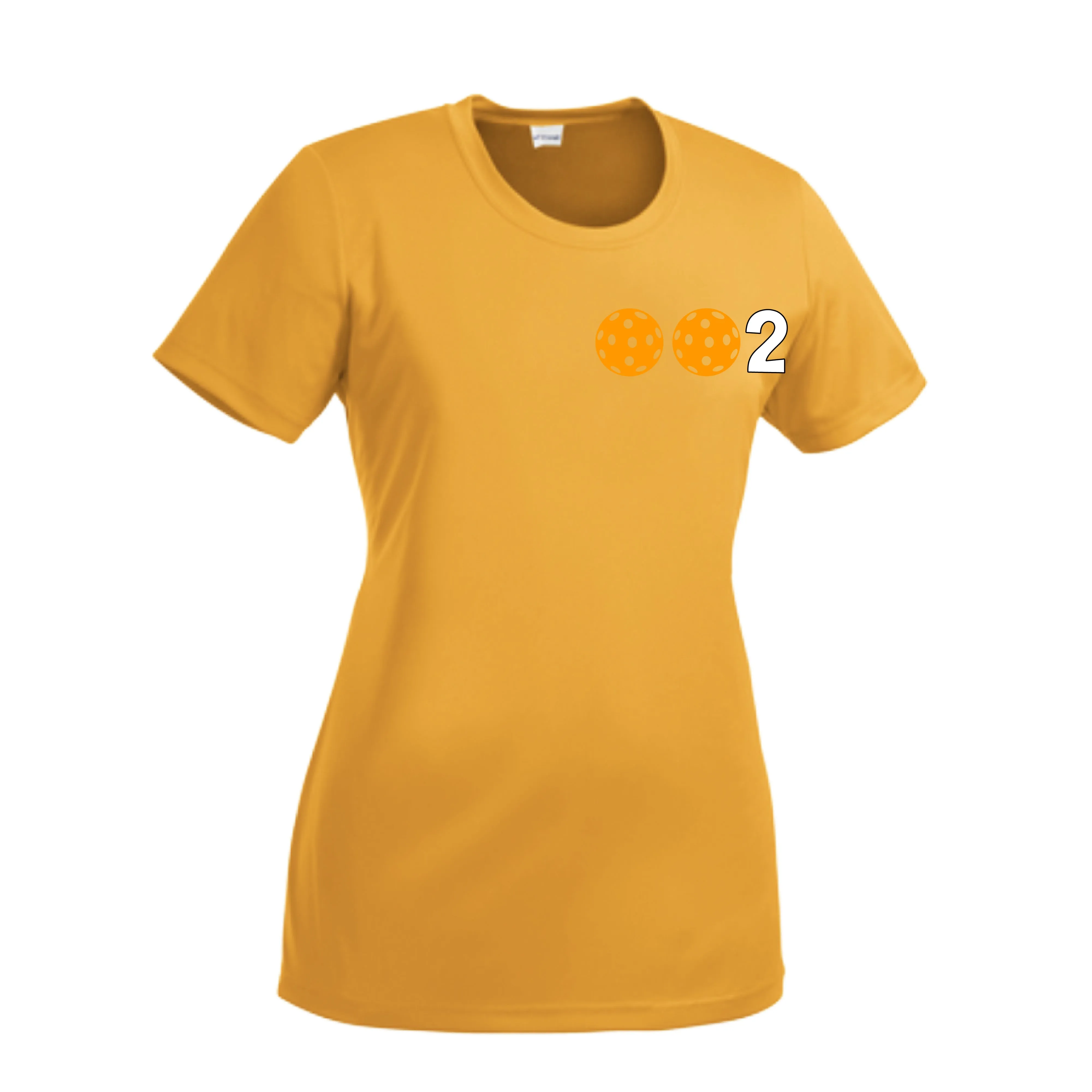 002 With Pickleballs (Green Orange Red) Customizable | Women’s Short Sleeve Crewneck Athletic Shirts | 100% Polyester