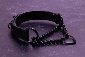 12.5" - 15.5" All Black Leather Martingale Collar _ LIMITED _