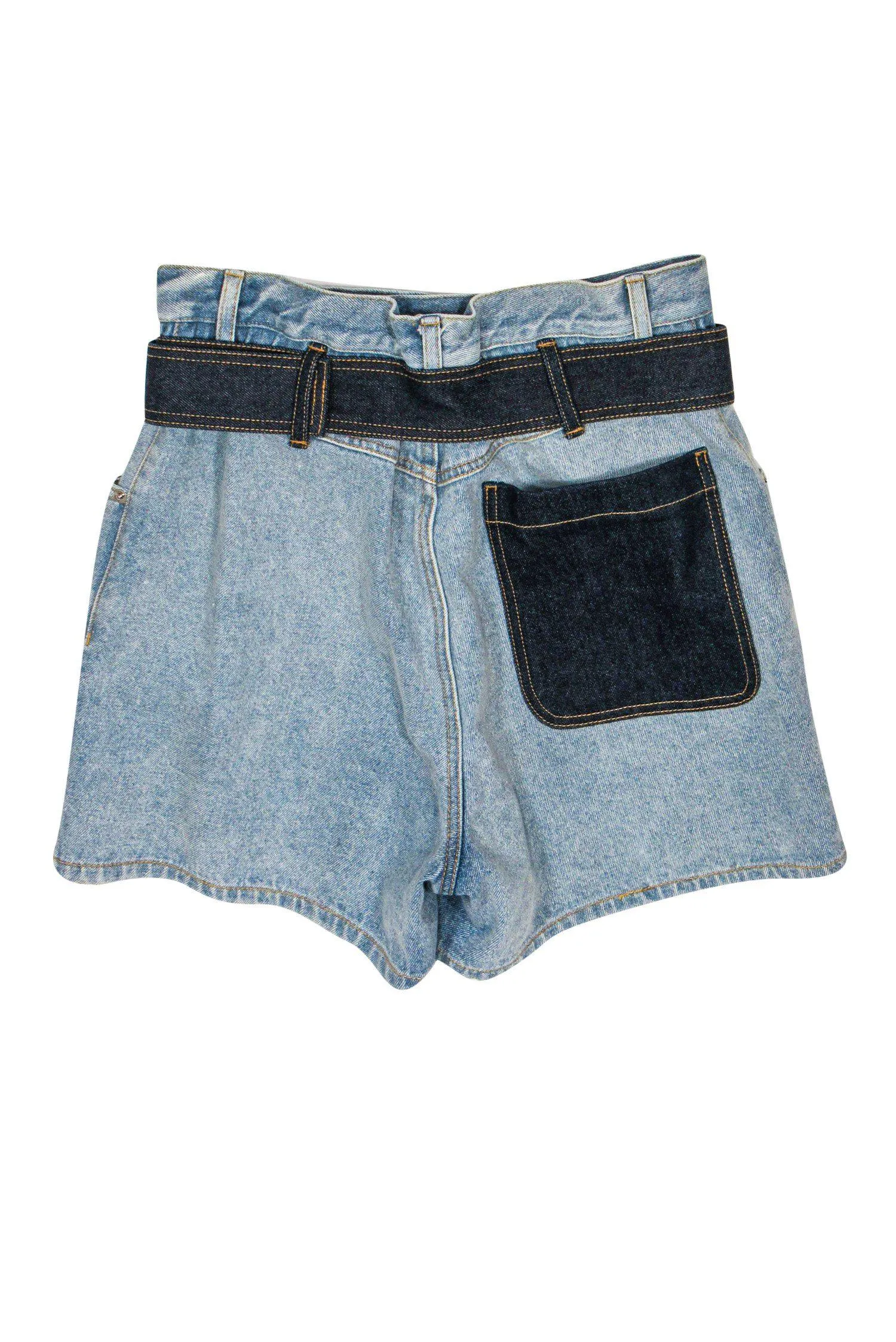 3.1 Phillip Lim - High-Waisted Denim Shorts w/ Contrast Belt Sz 2