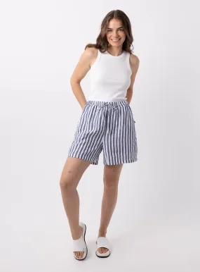 Abbi Stripe Linen Short-NAVY