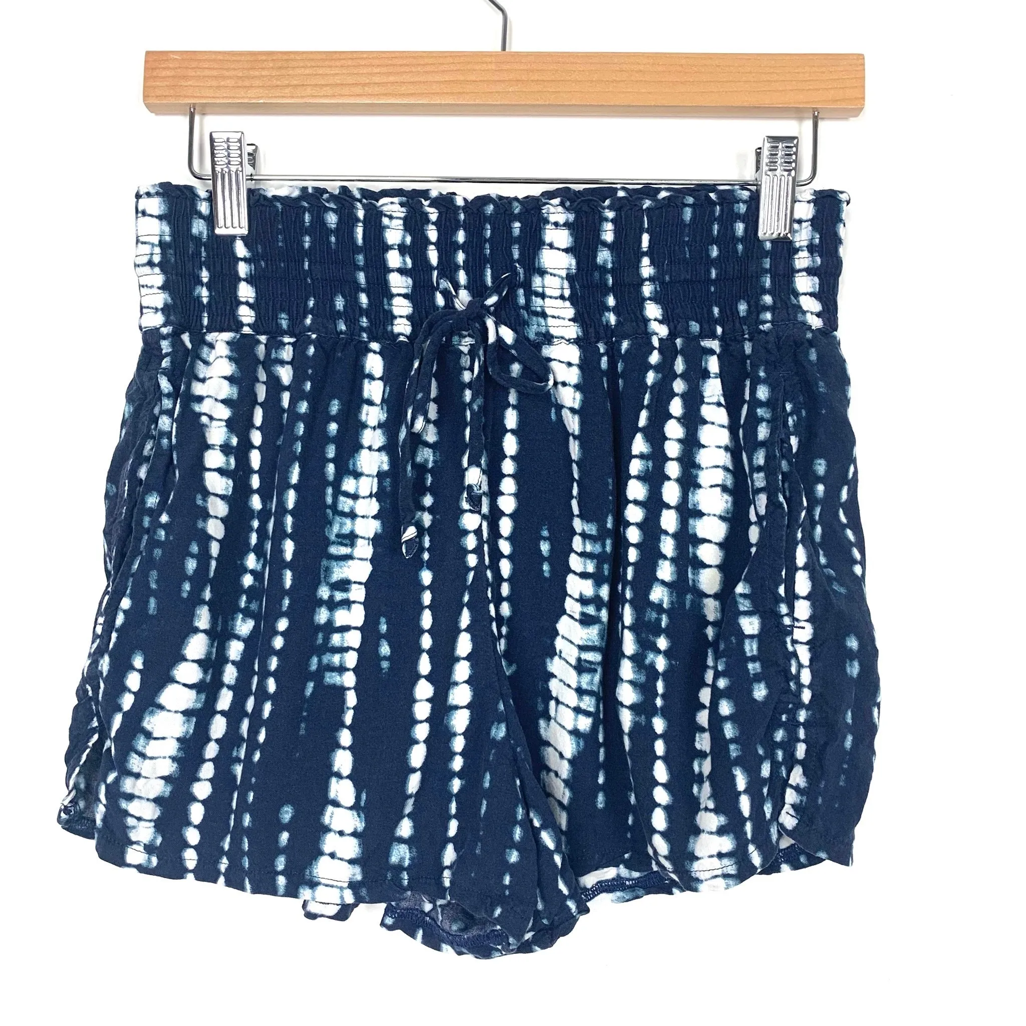 Abercrombie & Fitch Blue Tie-Dye Smocked Waist Drawstring Shorts- Size XS