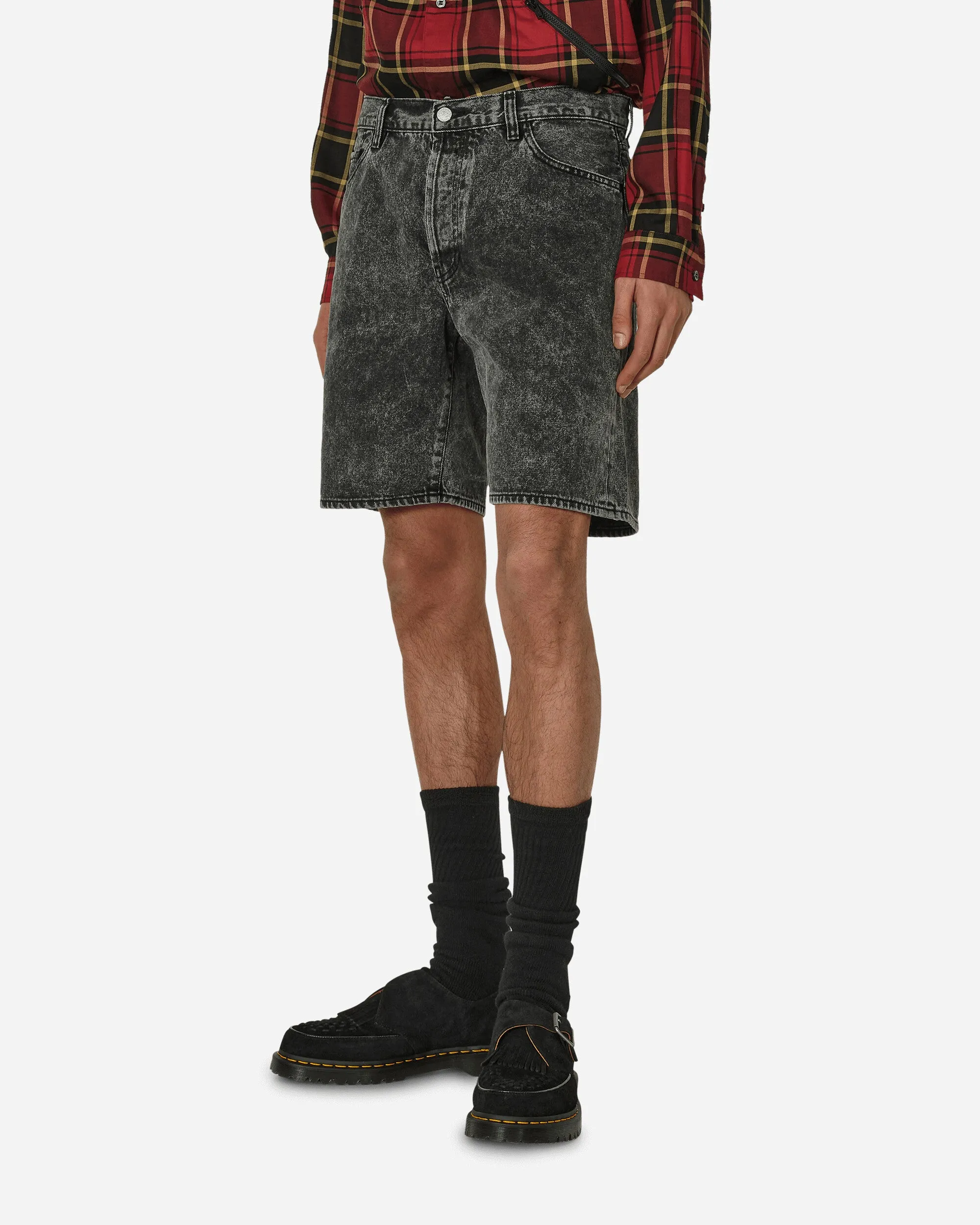 Acid Wash Denim Shorts Black