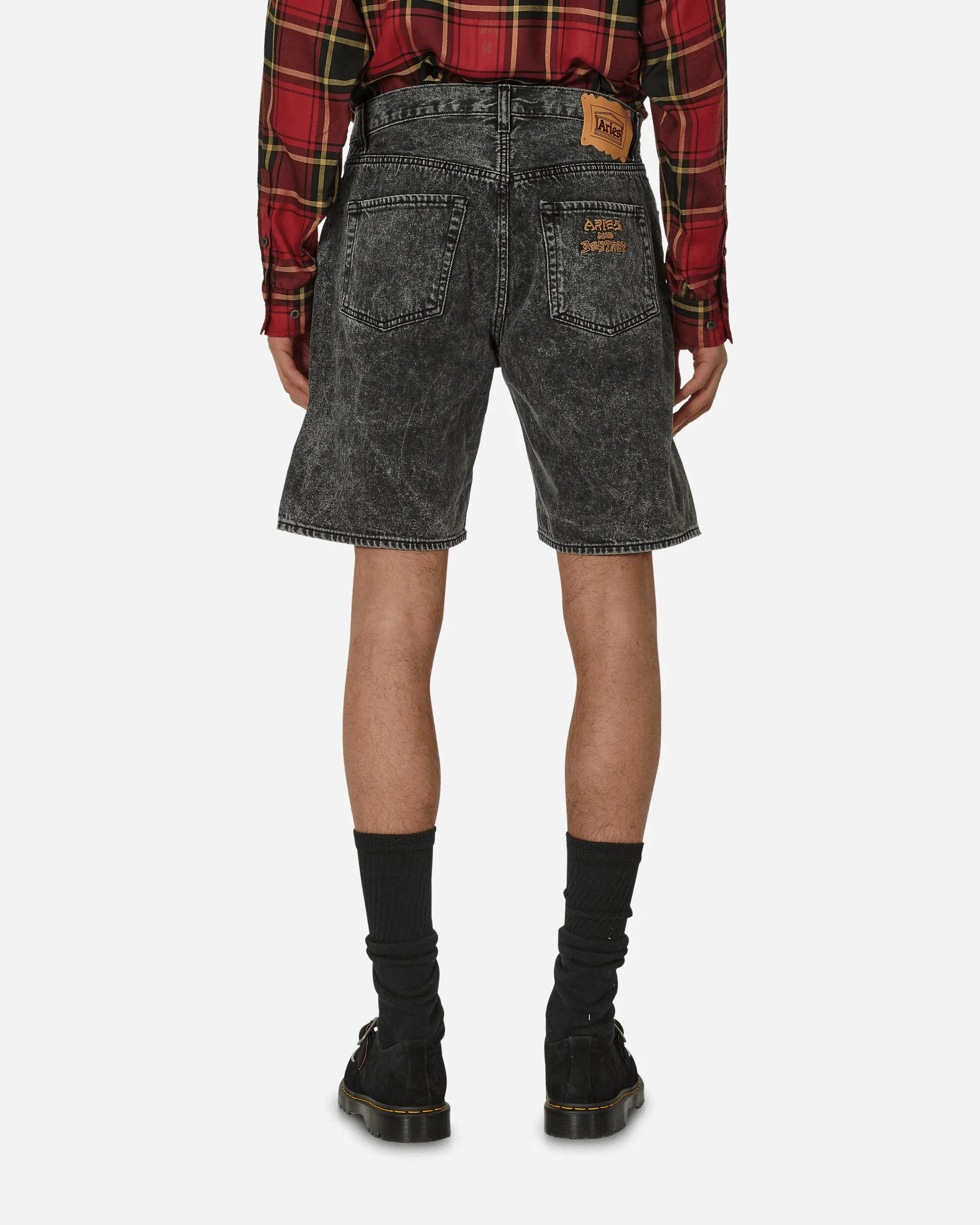 Acid Wash Denim Shorts Black