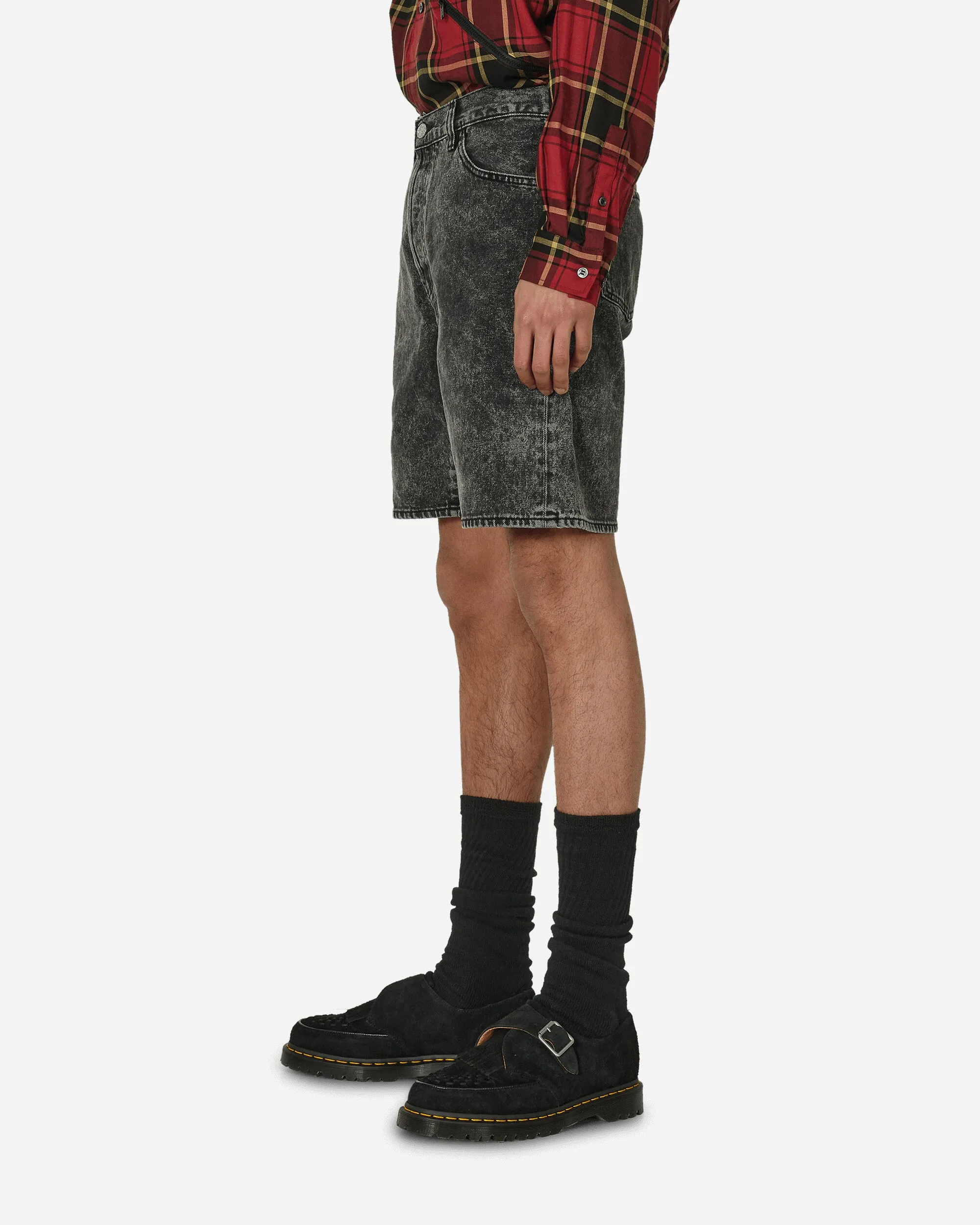 Acid Wash Denim Shorts Black