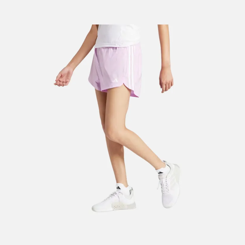 Adidas Pacer Training 3 Stripes Woven High Rise Women's Training Shorts -Bliss Lilac/White