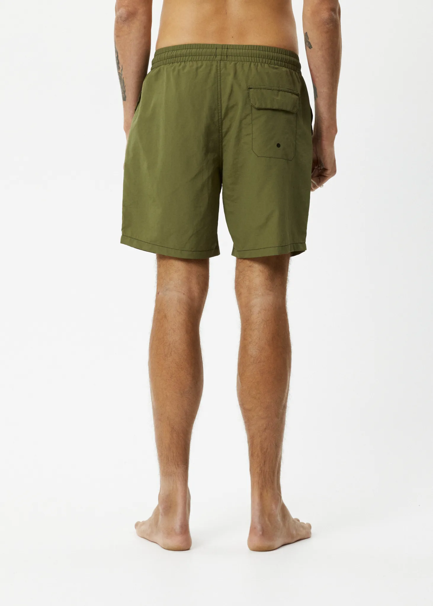 AFENDS Mens Baywatch - Swim Shorts 18" - Military