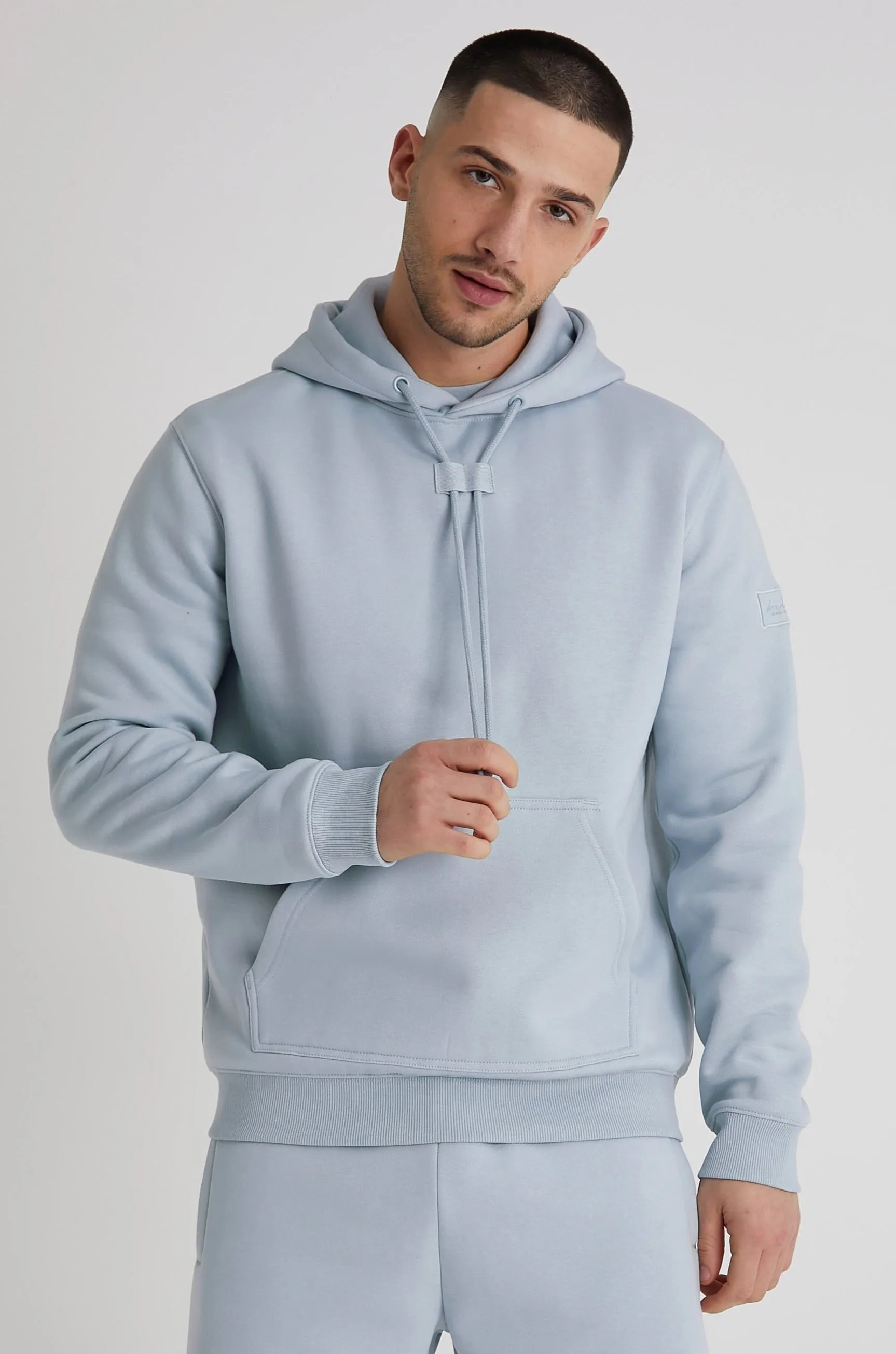 Aldo premium brushback fleece hoodie in Cerulean