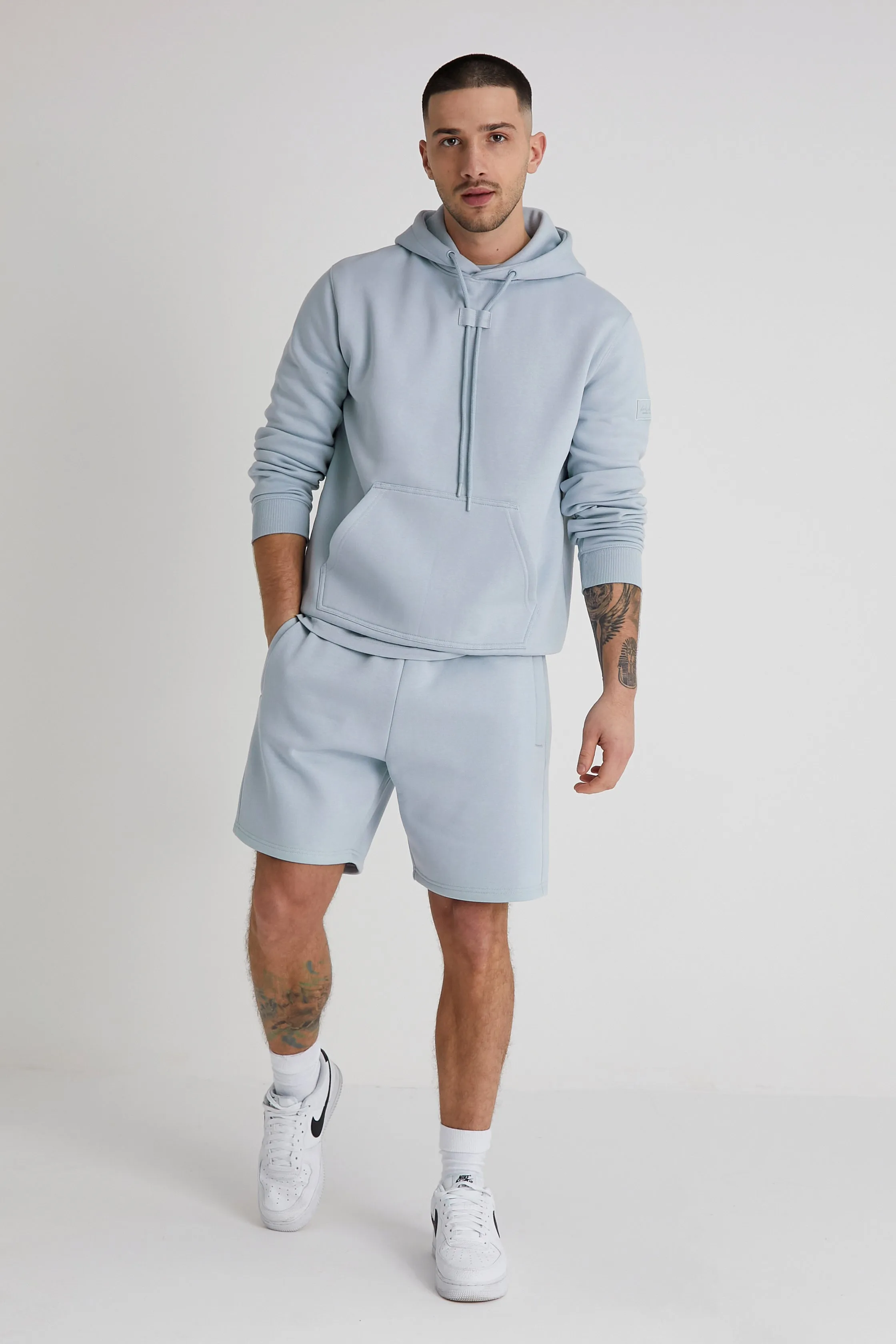 Aldo premium brushback fleece hoodie in Cerulean