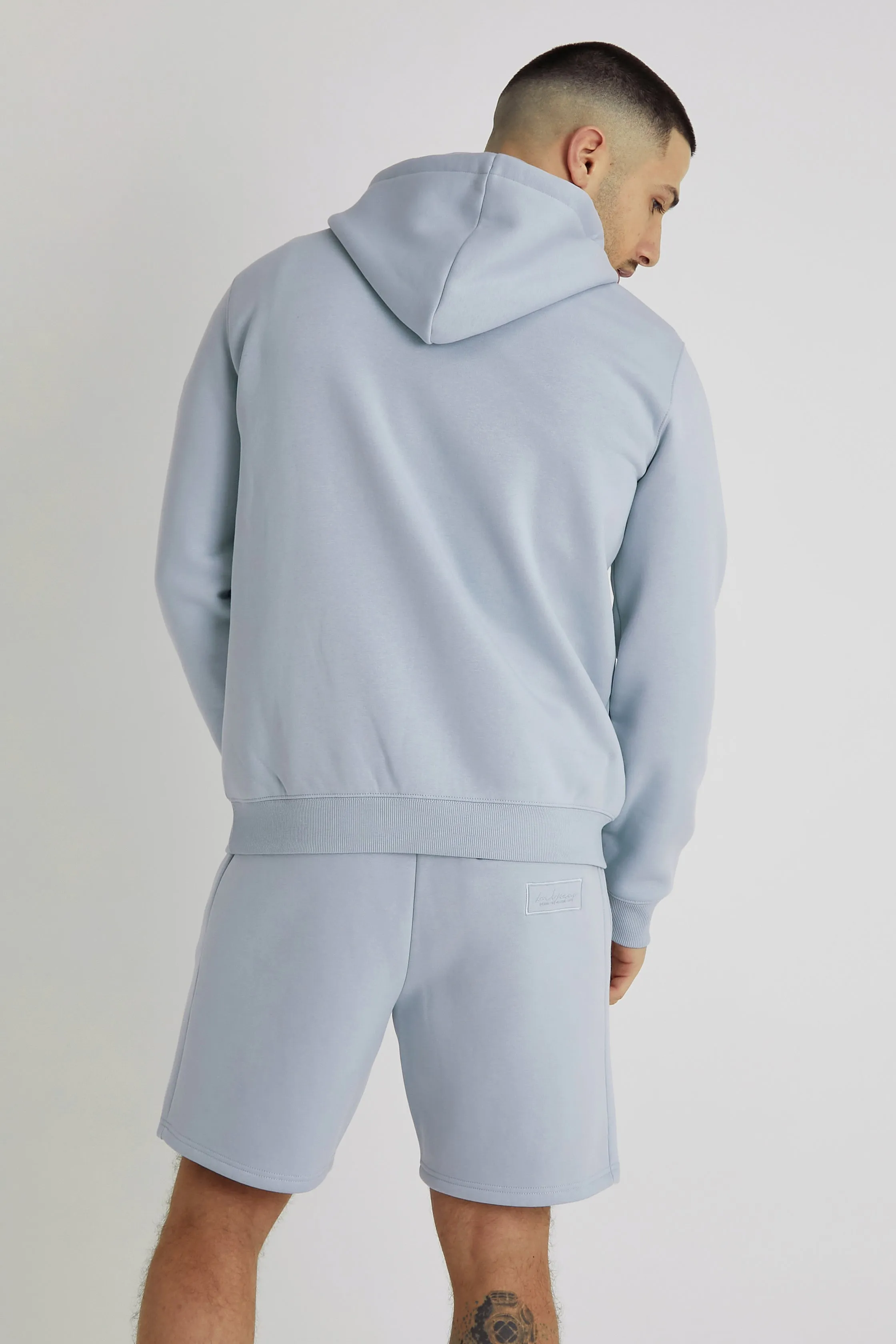 Aldo premium brushback fleece hoodie in Cerulean