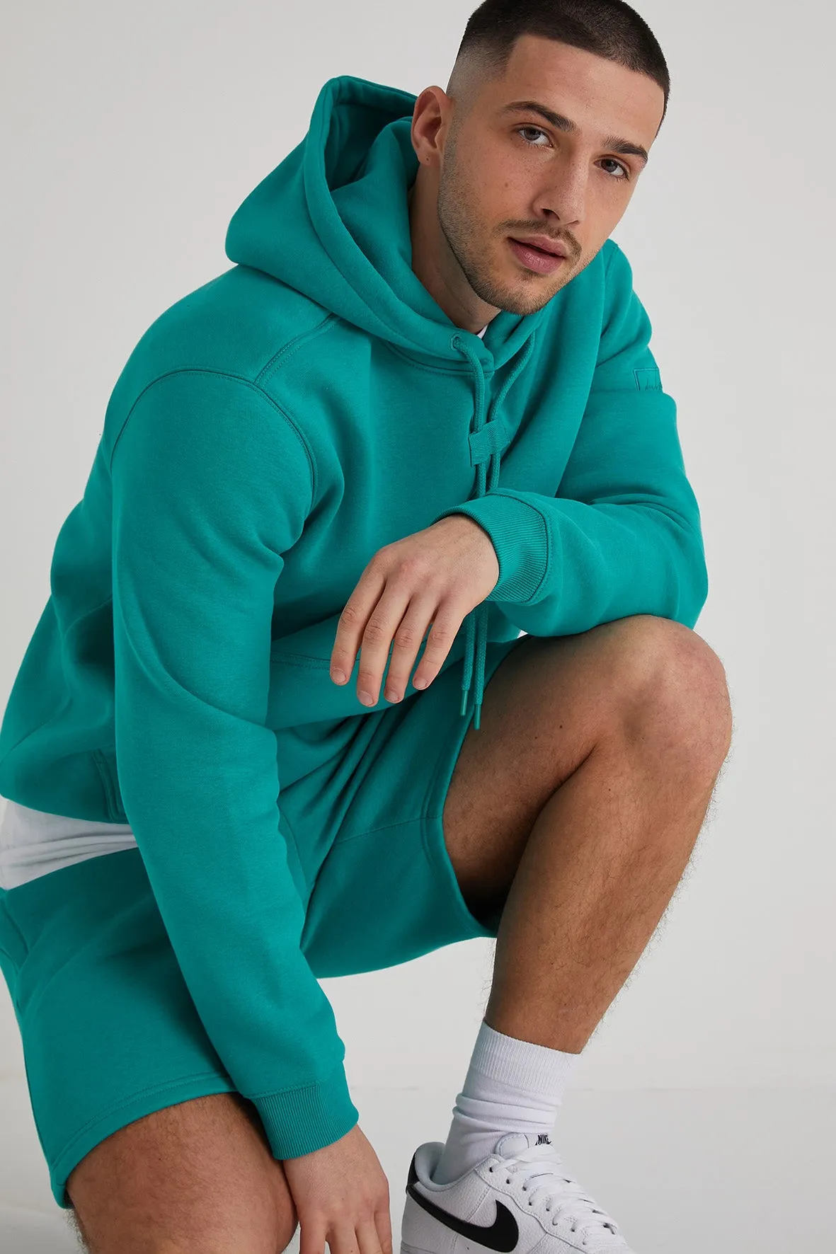 Aldo premium brushback fleece hoodie in Jade