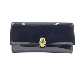 Alexander McQueen Women's Dark Navy Patent Leather Continental Wallet 275330 DP00G 4910