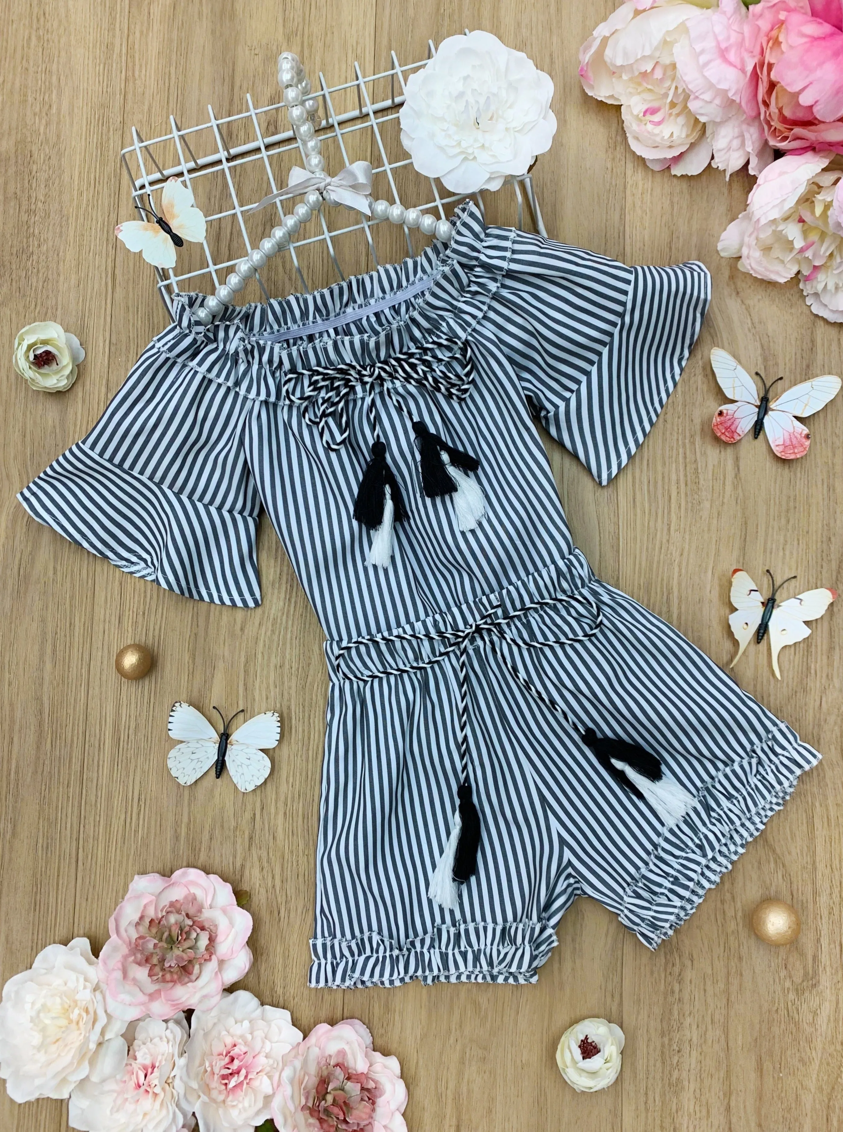 All About The Pinstripe Shorts Set