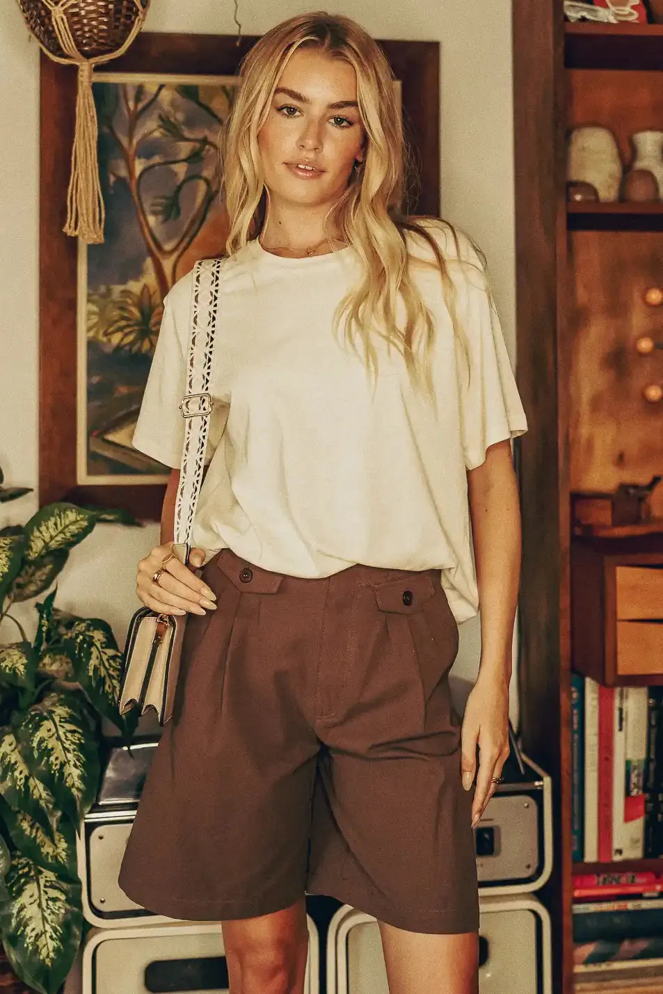 Amelia Bermuda Shorts in Brown - FINAL SALE