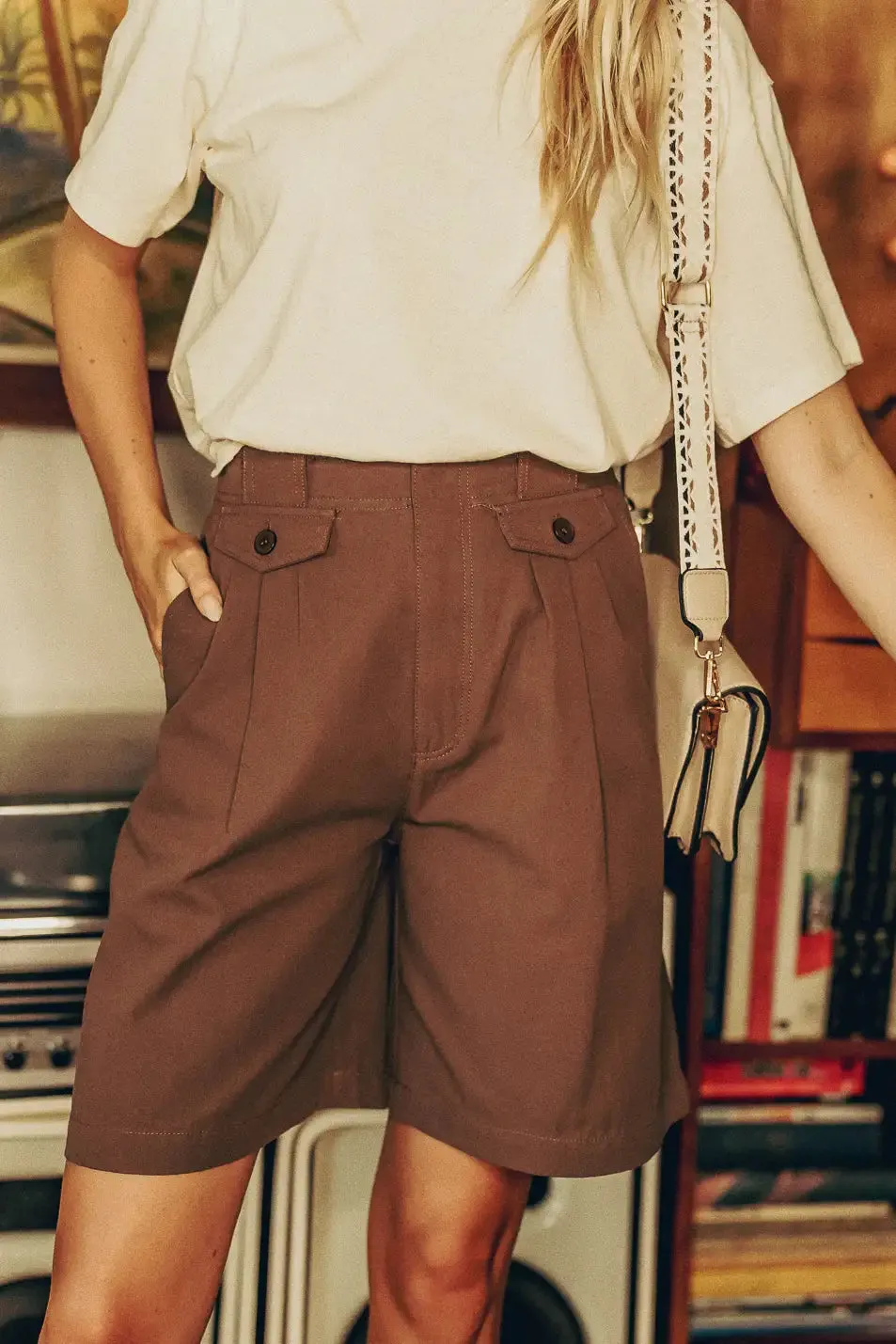 Amelia Bermuda Shorts in Brown - FINAL SALE