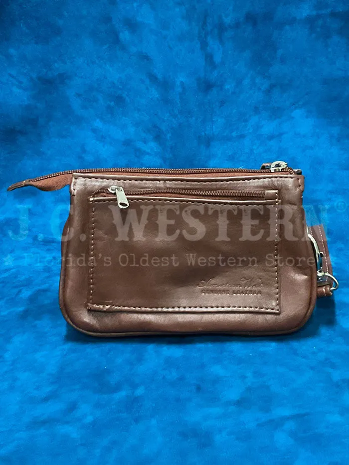 American West 4385285 Ladies Cowtown Event Wristlet Clutch Brown