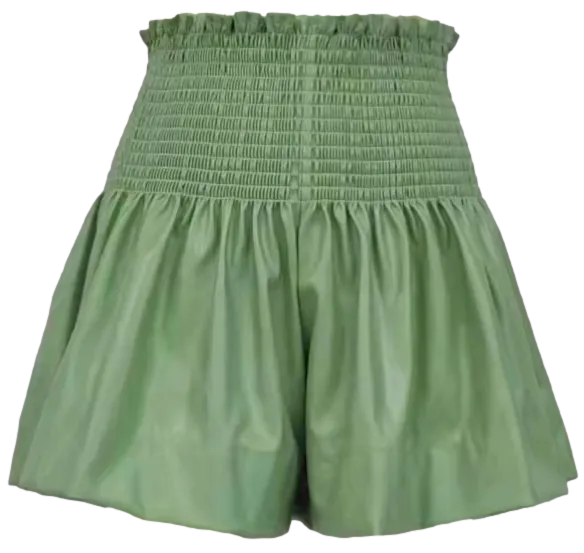 Apple Green Leather Swing Shorts