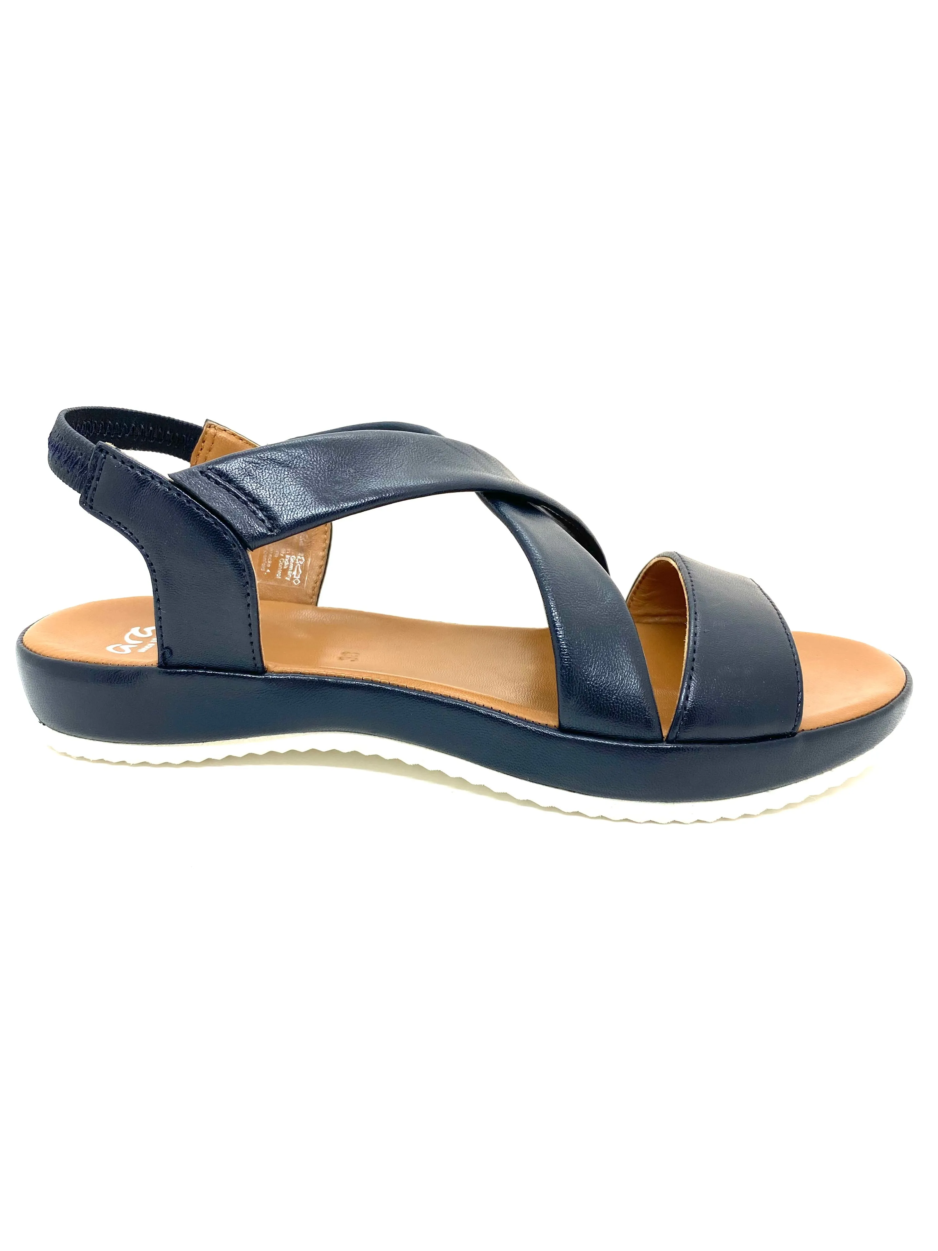 Ara Dubai Ladies Cross Strap Foot-bed Sandal Navy