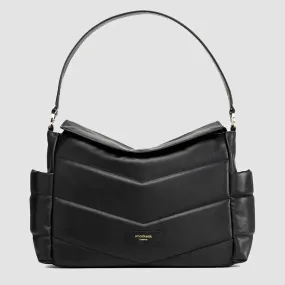 Aria Leather Compact Changing Bag - Black