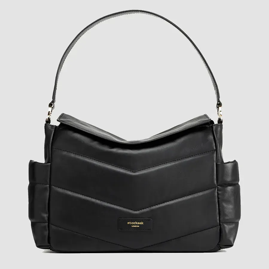 Aria Leather Compact Changing Bag - Black