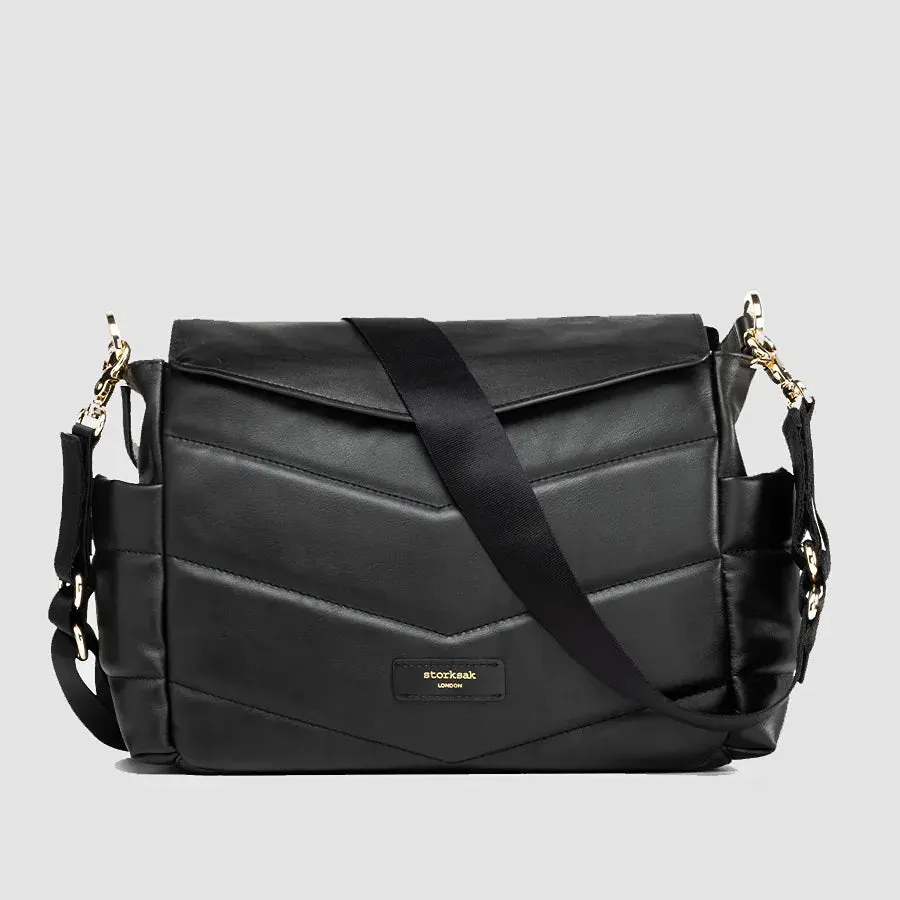 Aria Leather Compact Changing Bag - Black