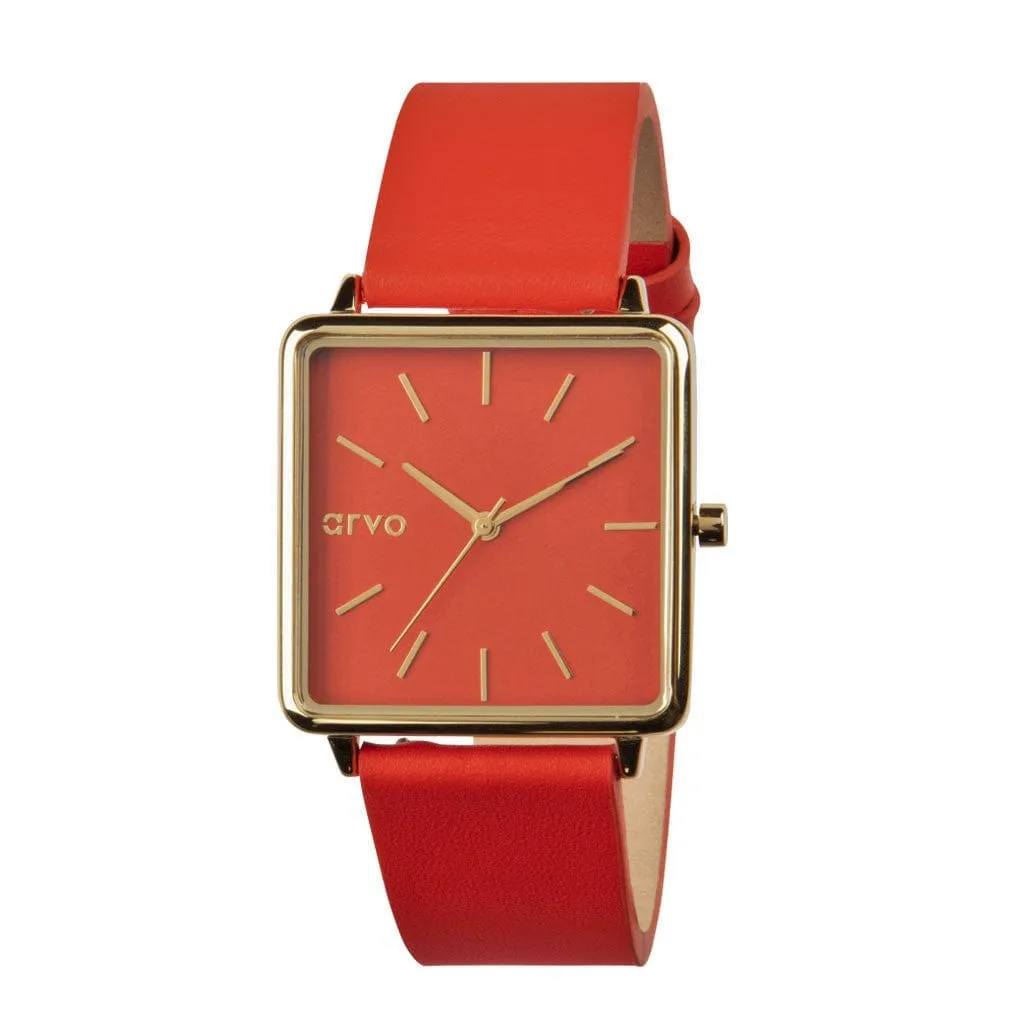 Arvo Women's Red Time Squared Watch