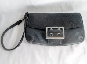 BANANA REPUBLIC LEATHER Wristlet Purse Wallet Clutch Pouch Sack BLACK