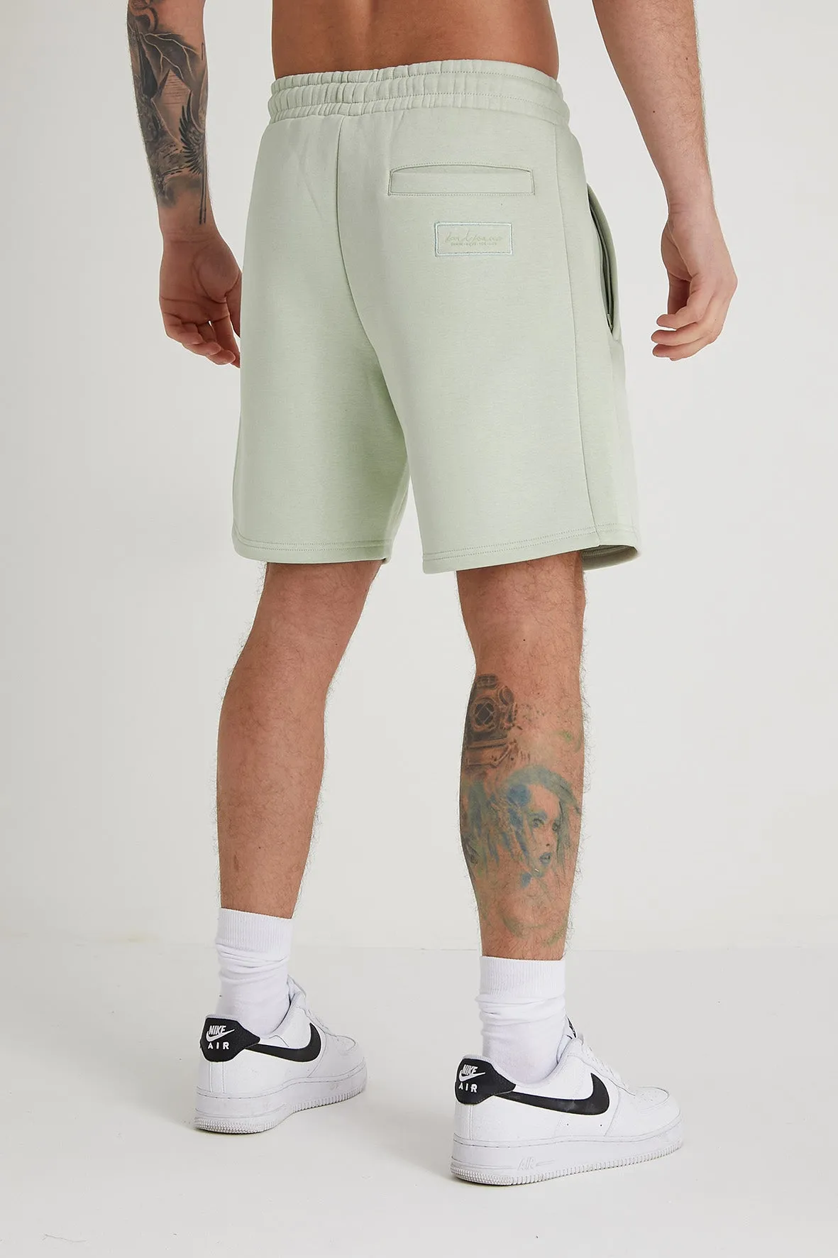 Banks premium brushback fleece shorts in Artichoke