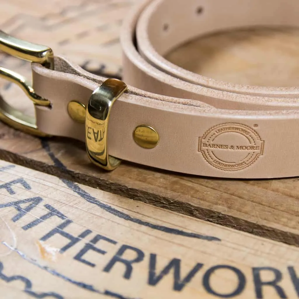 Barnes & Moore Slim Belt - Natural/Brass