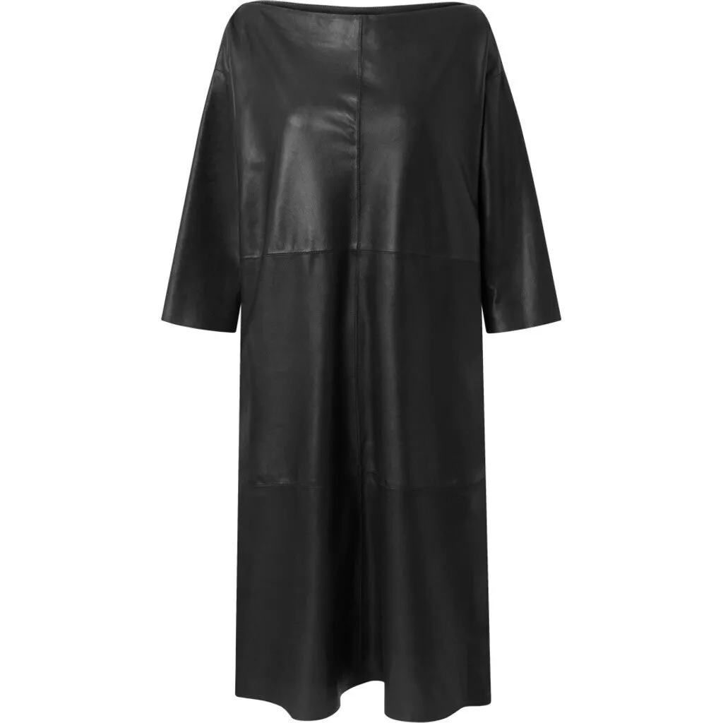 Olivia Elegant Soft Leather Dress - Beautiful Quality, Black (Nero) 50924