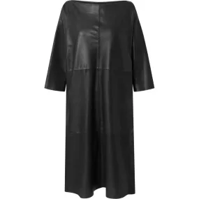 Olivia Elegant Soft Leather Dress - Beautiful Quality, Black (Nero) 50924