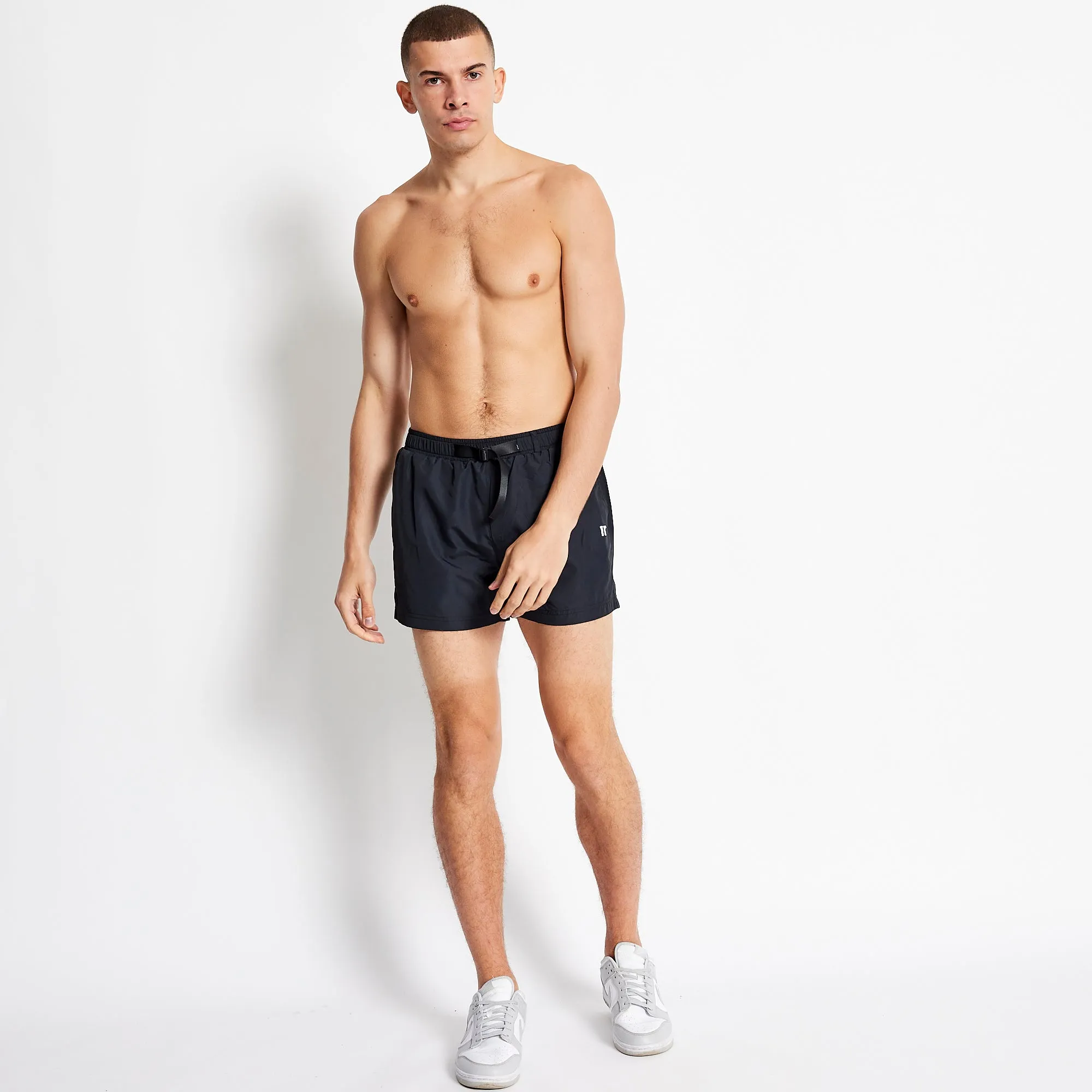 Belted Swim Shorts - Black