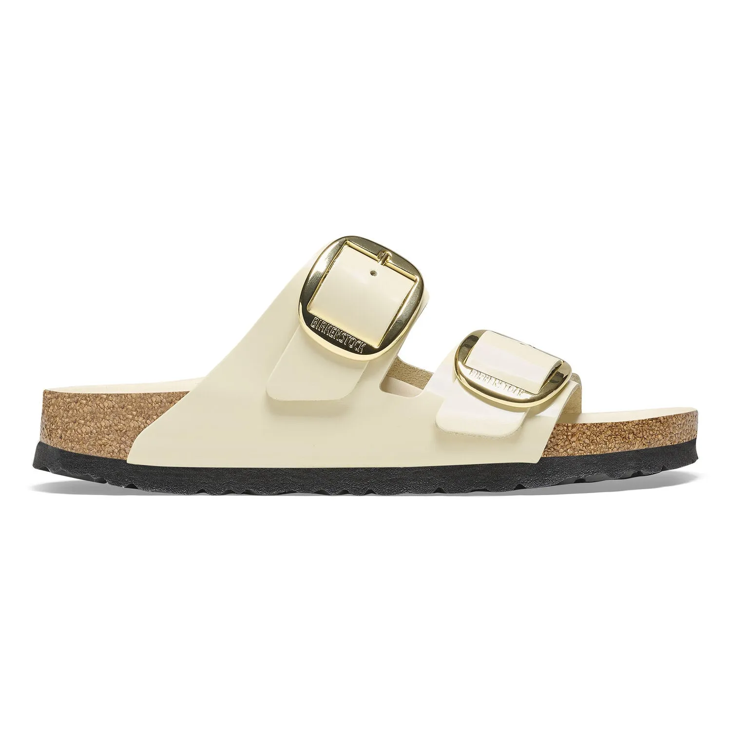 Birkenstock Arizona Big Buckle Natural Leather Patent High Shine Ecru Women's