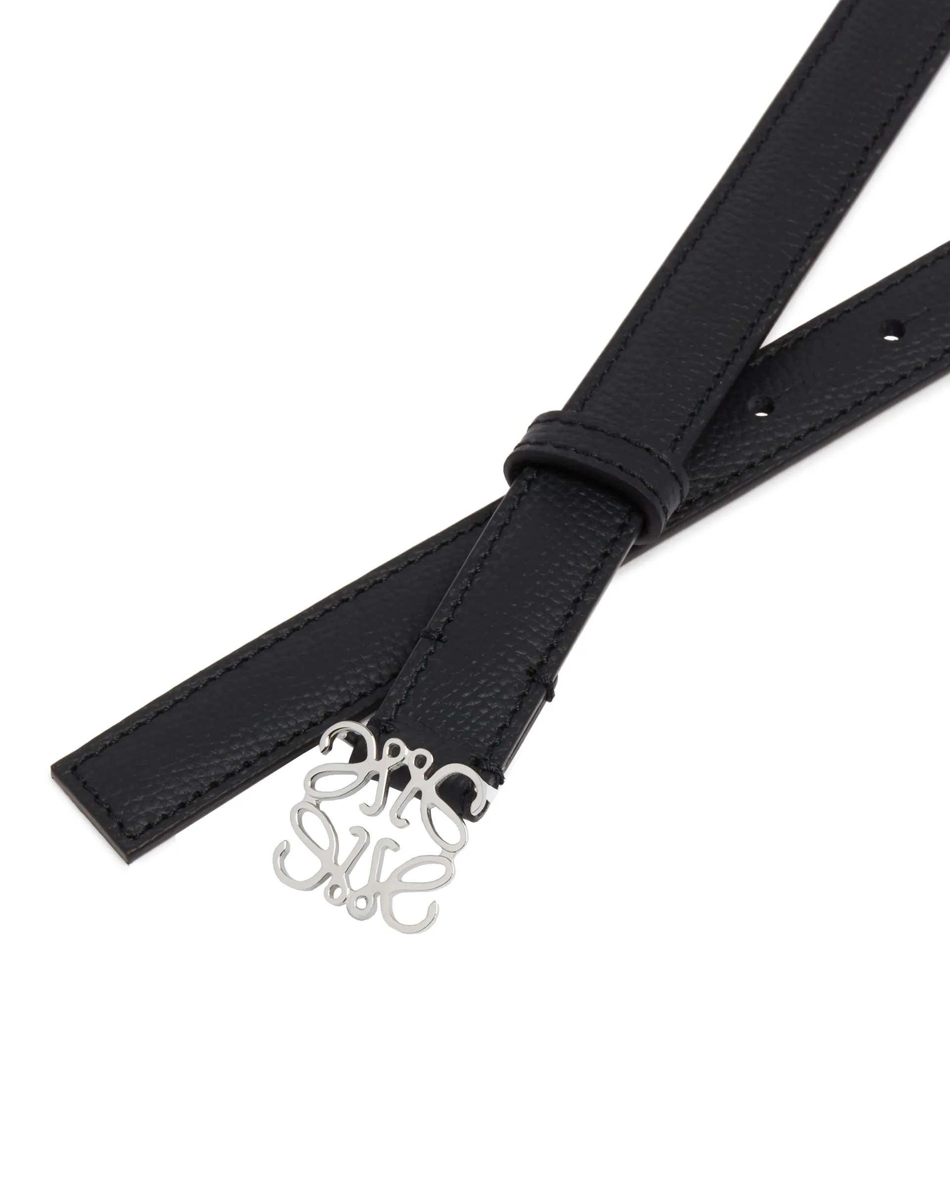 Black Anagram Thin Leather Belt