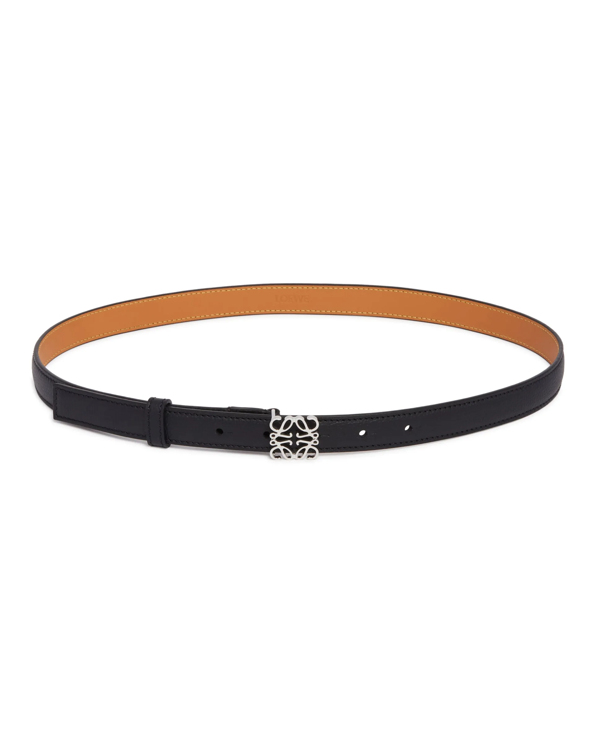 Black Anagram Thin Leather Belt