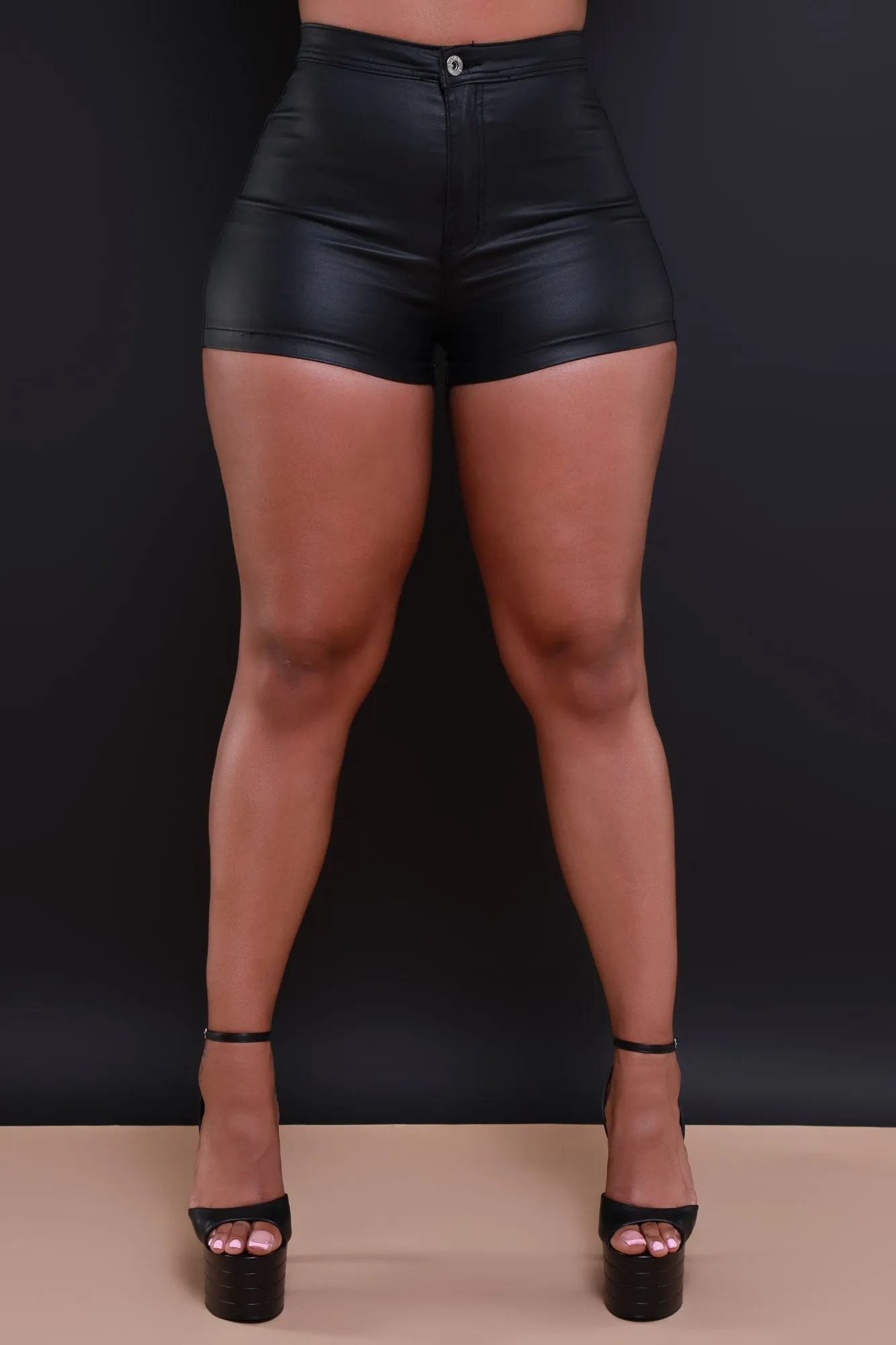 Born For This Faux Leather Shorts - Black