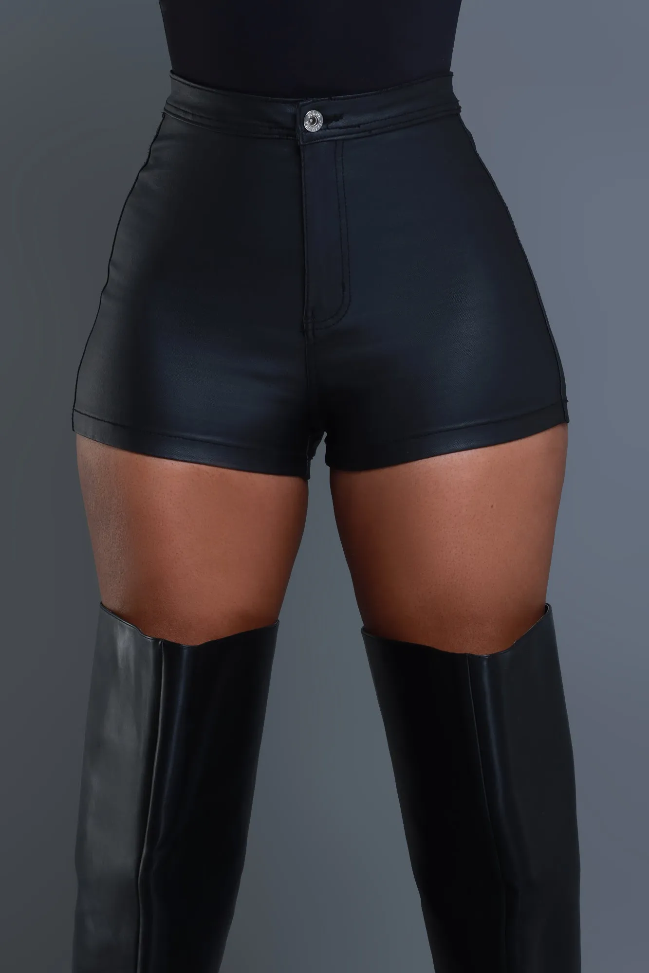 Born For This Faux Leather Shorts - Black