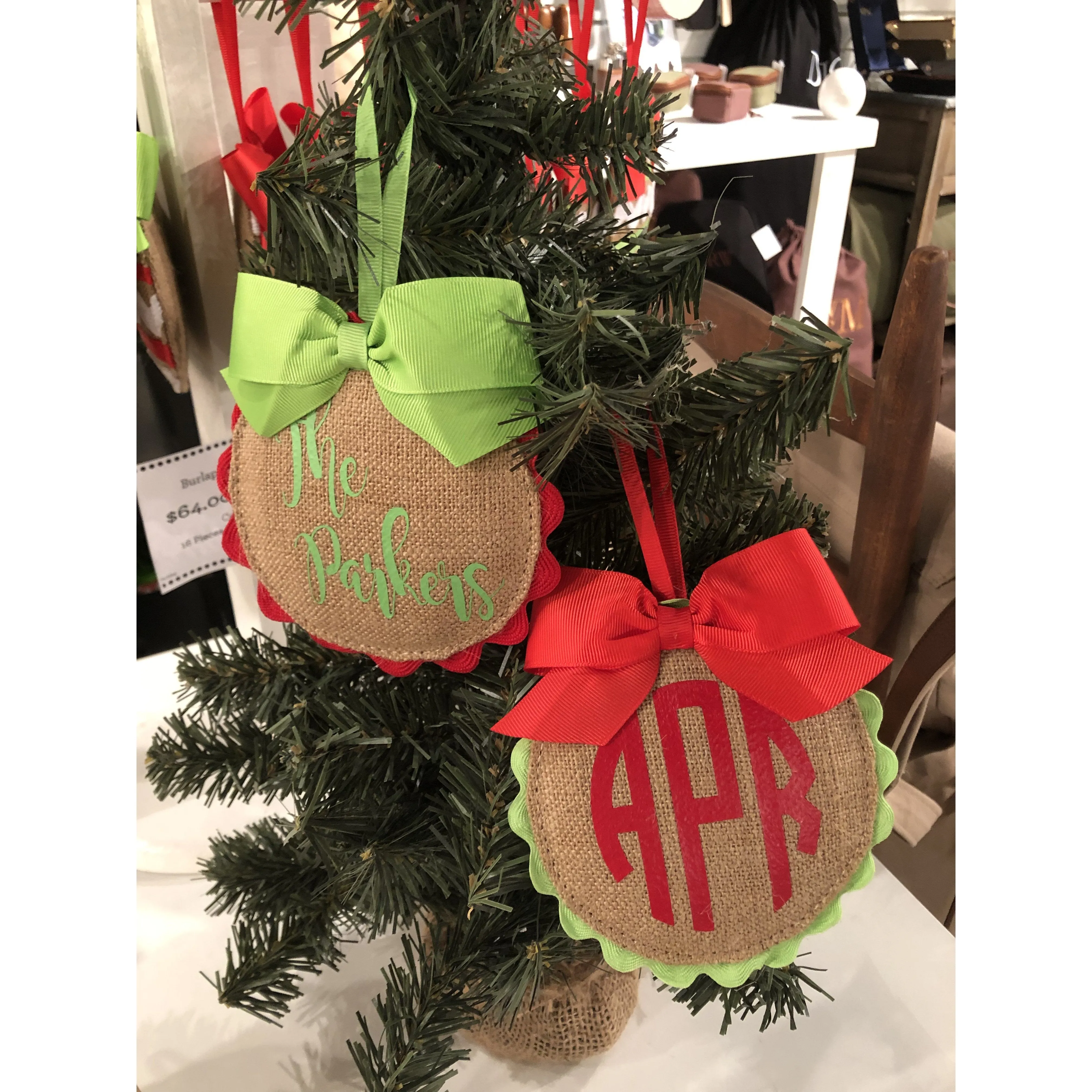 Burlap Flat Ornament