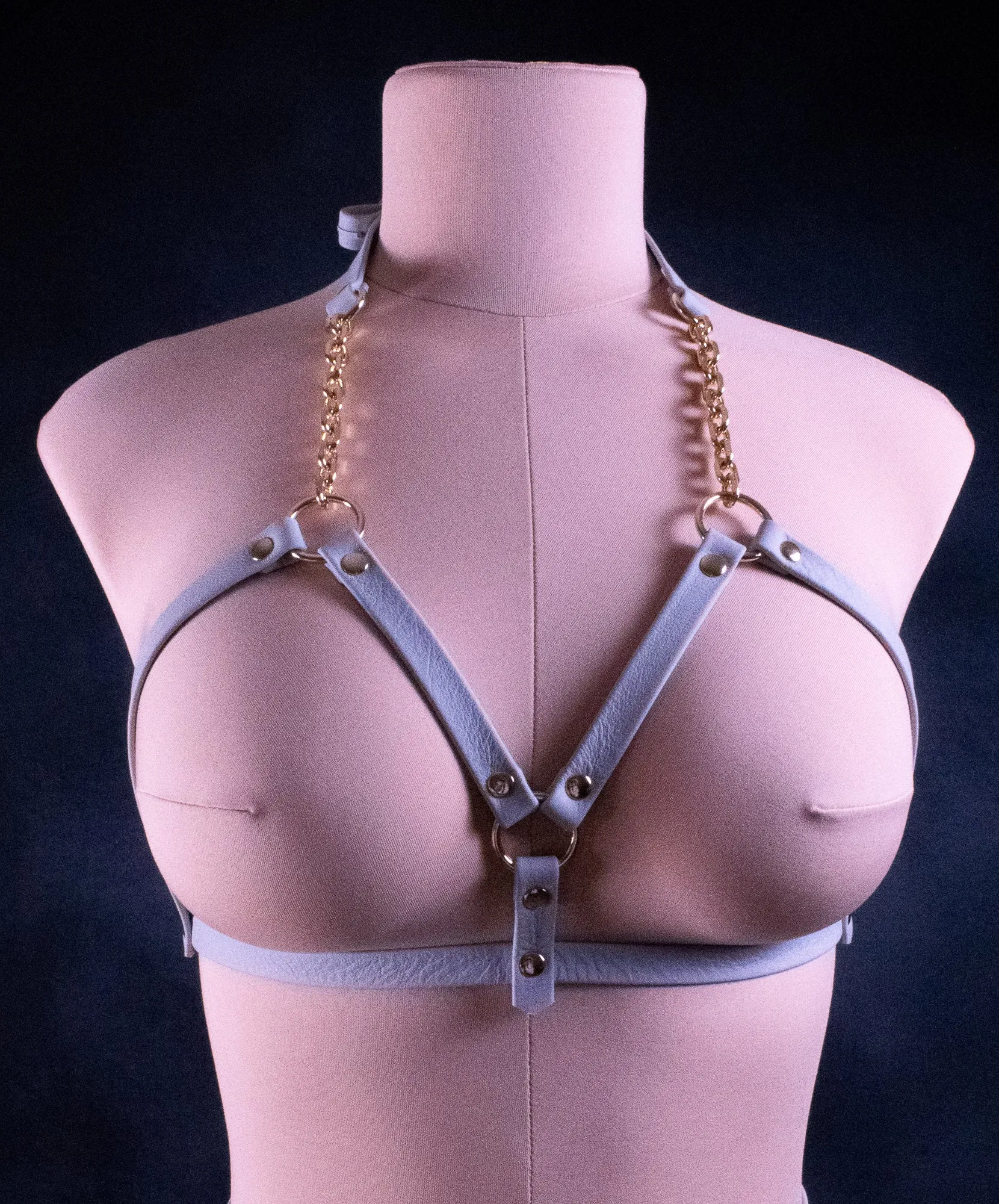 BUST HARNESS -Slate Leather & Gold _ LIMITED _