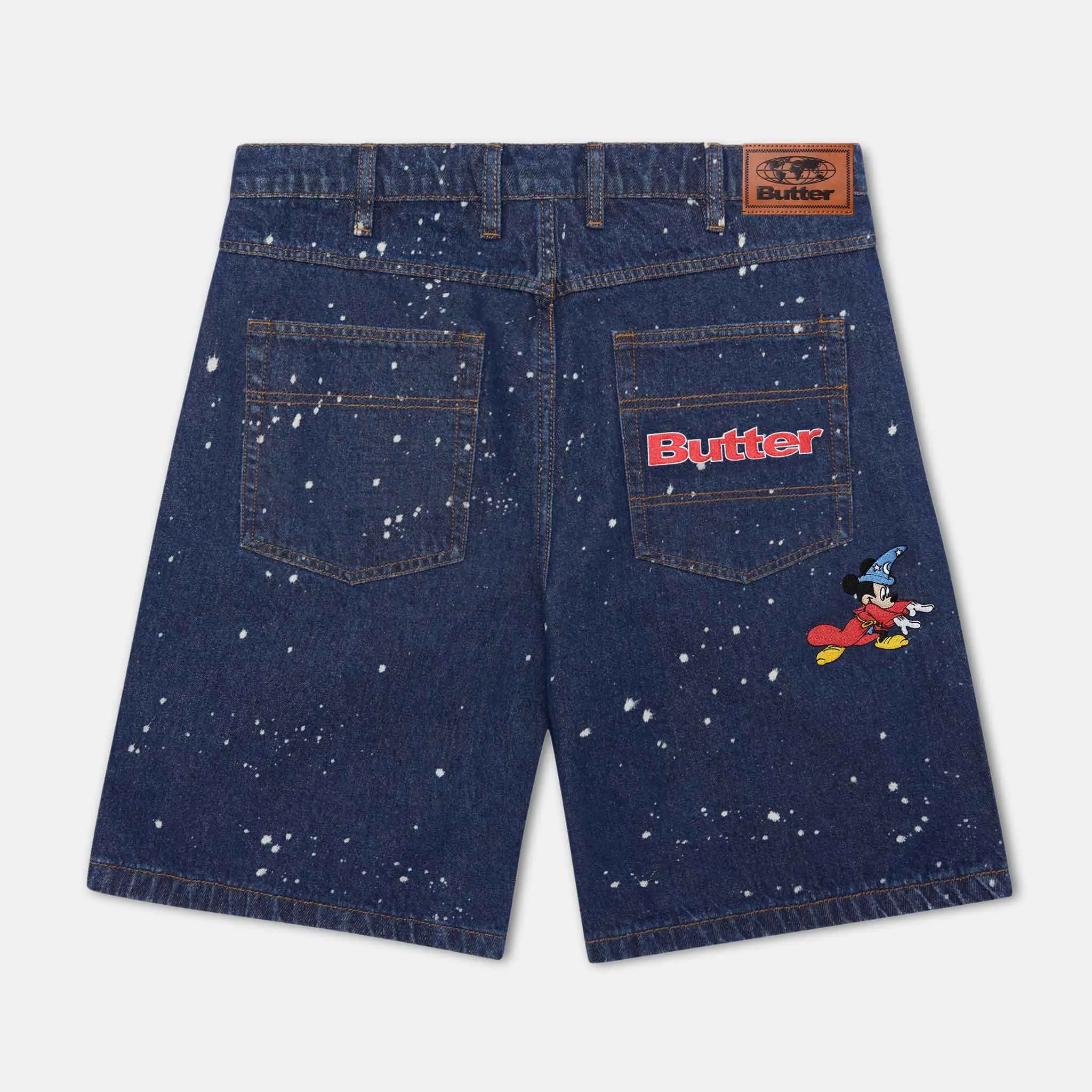 Butter Goods - Sorcerer Baggy Denim Shorts - Dark Indigo Bleach Splatter