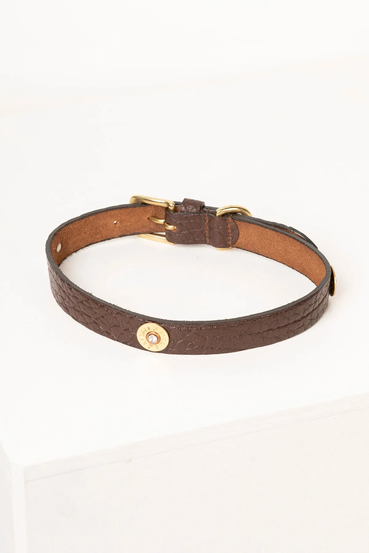 Cartridge Brown Leather Dog Collar