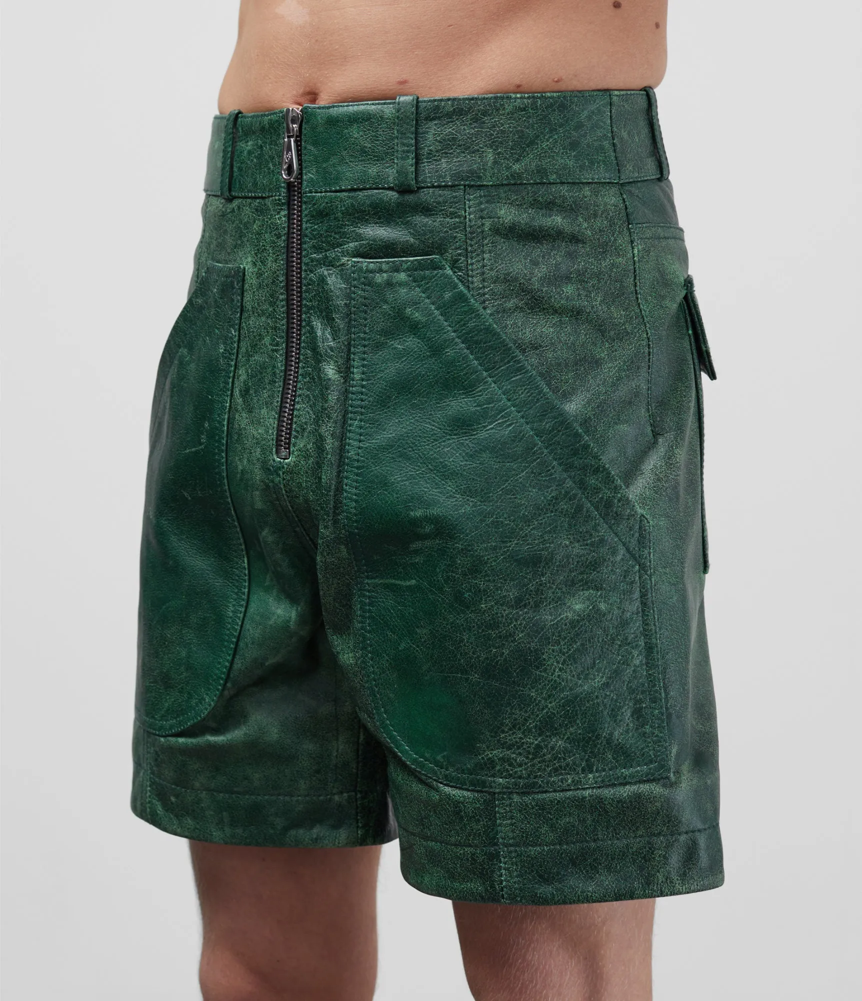 Stylish Cracked Leather High-Waisted Shorts for Women