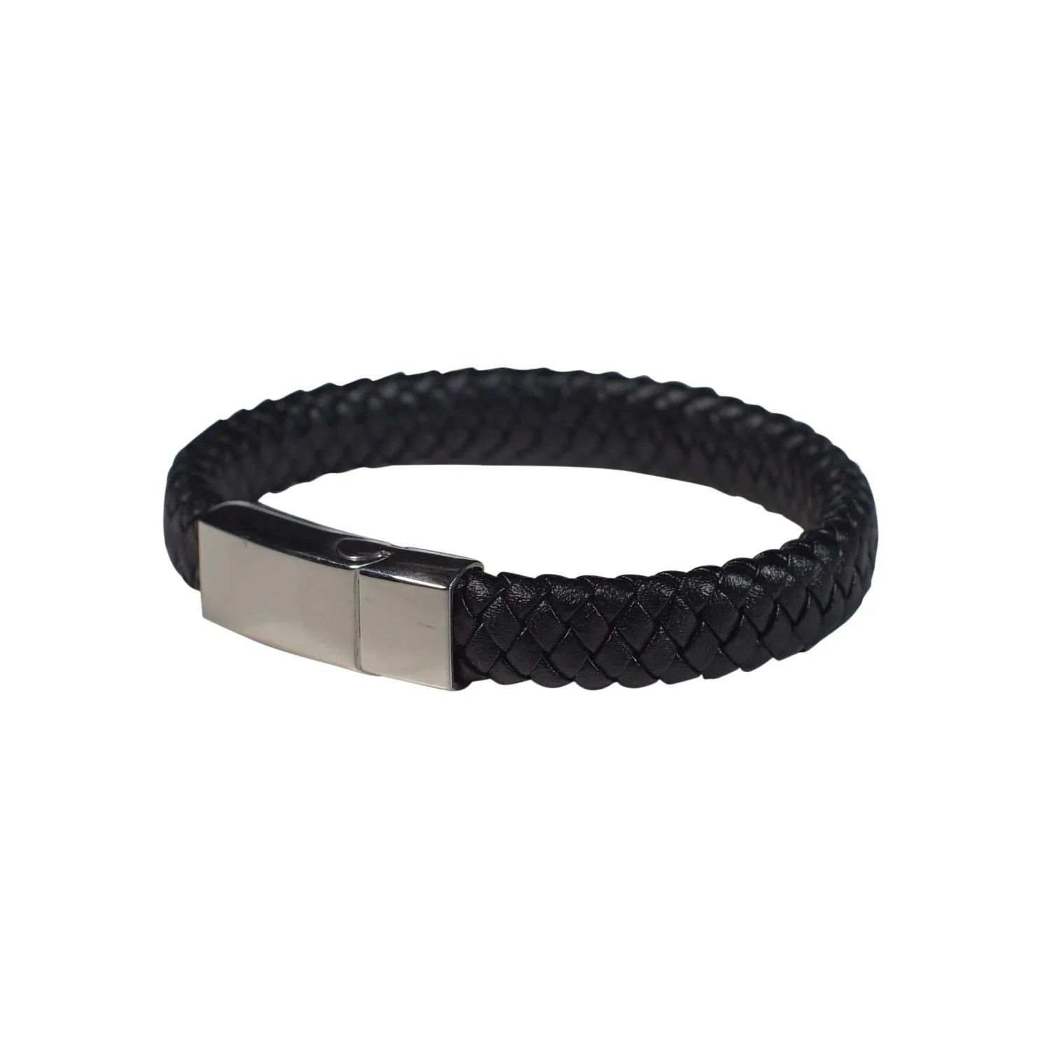 Chester Leather Bracelet in Black (Size L)