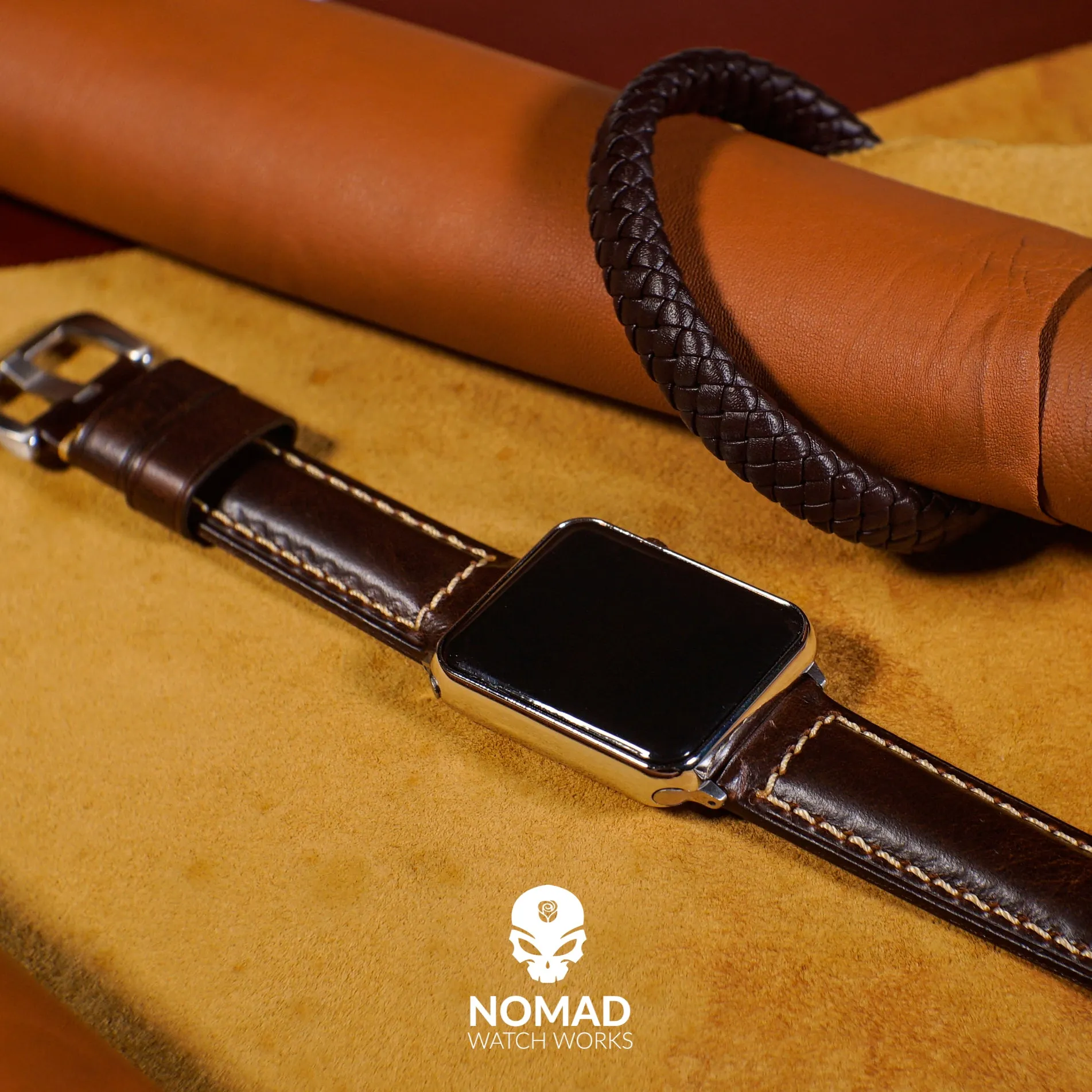 Chester Leather Bracelet in Brown (Size L)