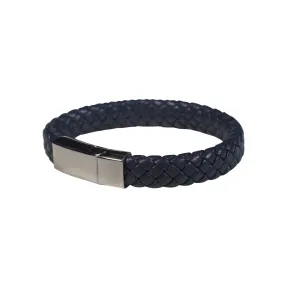 Chester Leather Bracelet in Navy (Size M)