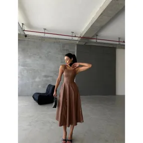 Chocolate Brown Vegan Leather Dress