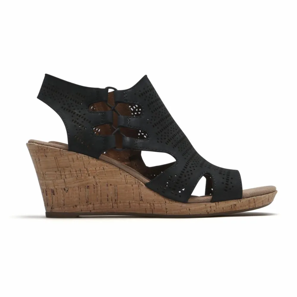 Cobb Hill JANNA PERF SANDAL BT BLACK/NUBUCK