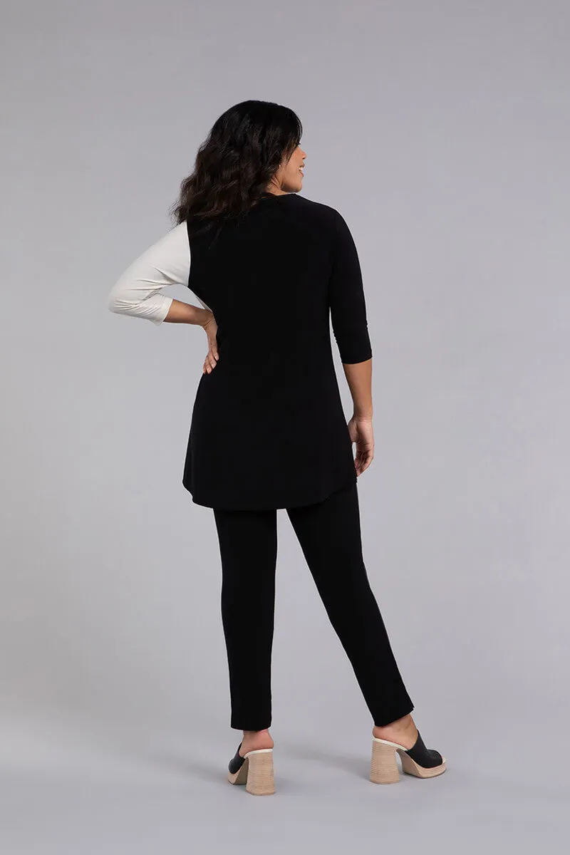 Colour Block Patch Pocket Tunic | Black/Ivory