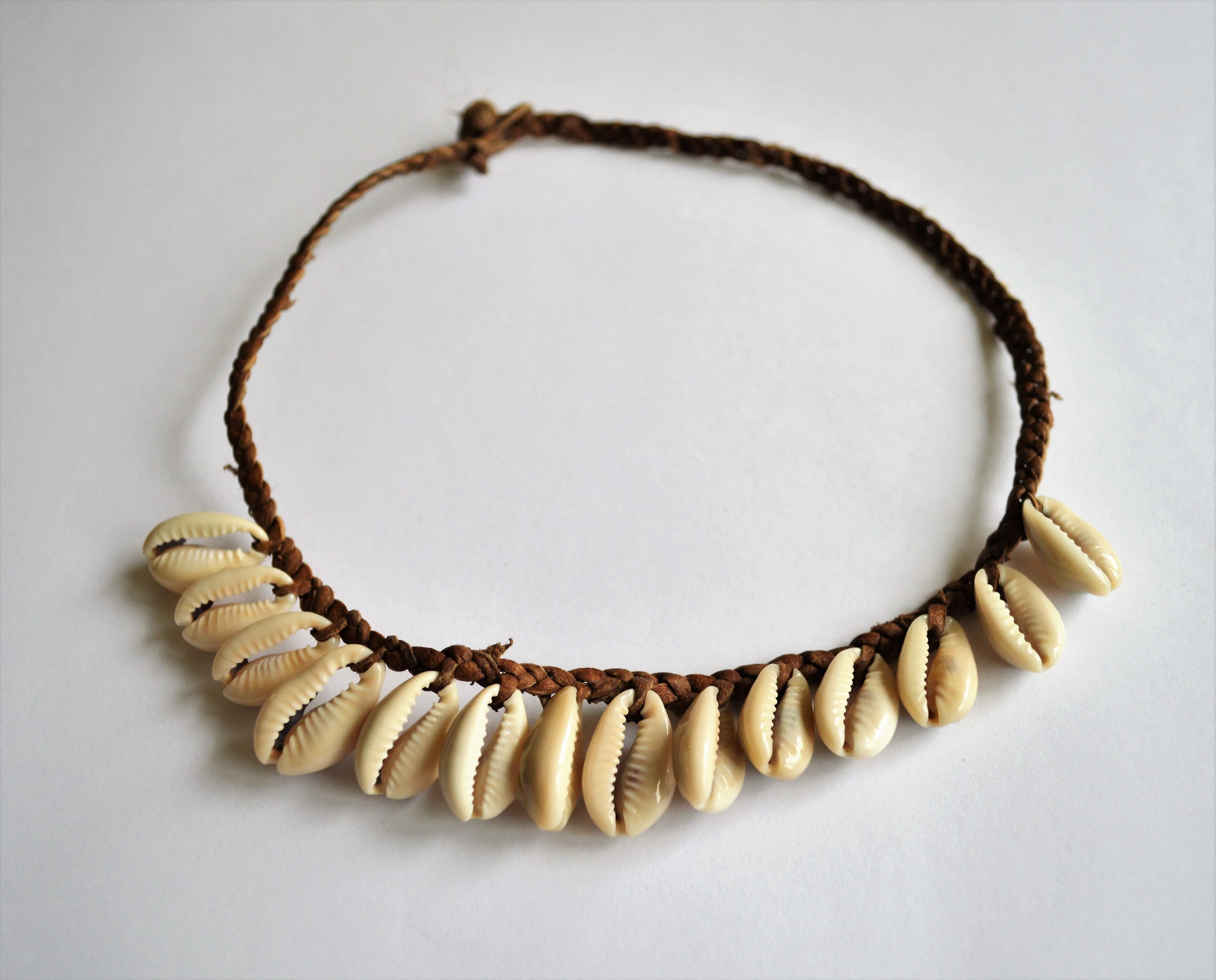 Cowrie shell choker, Leather necklace